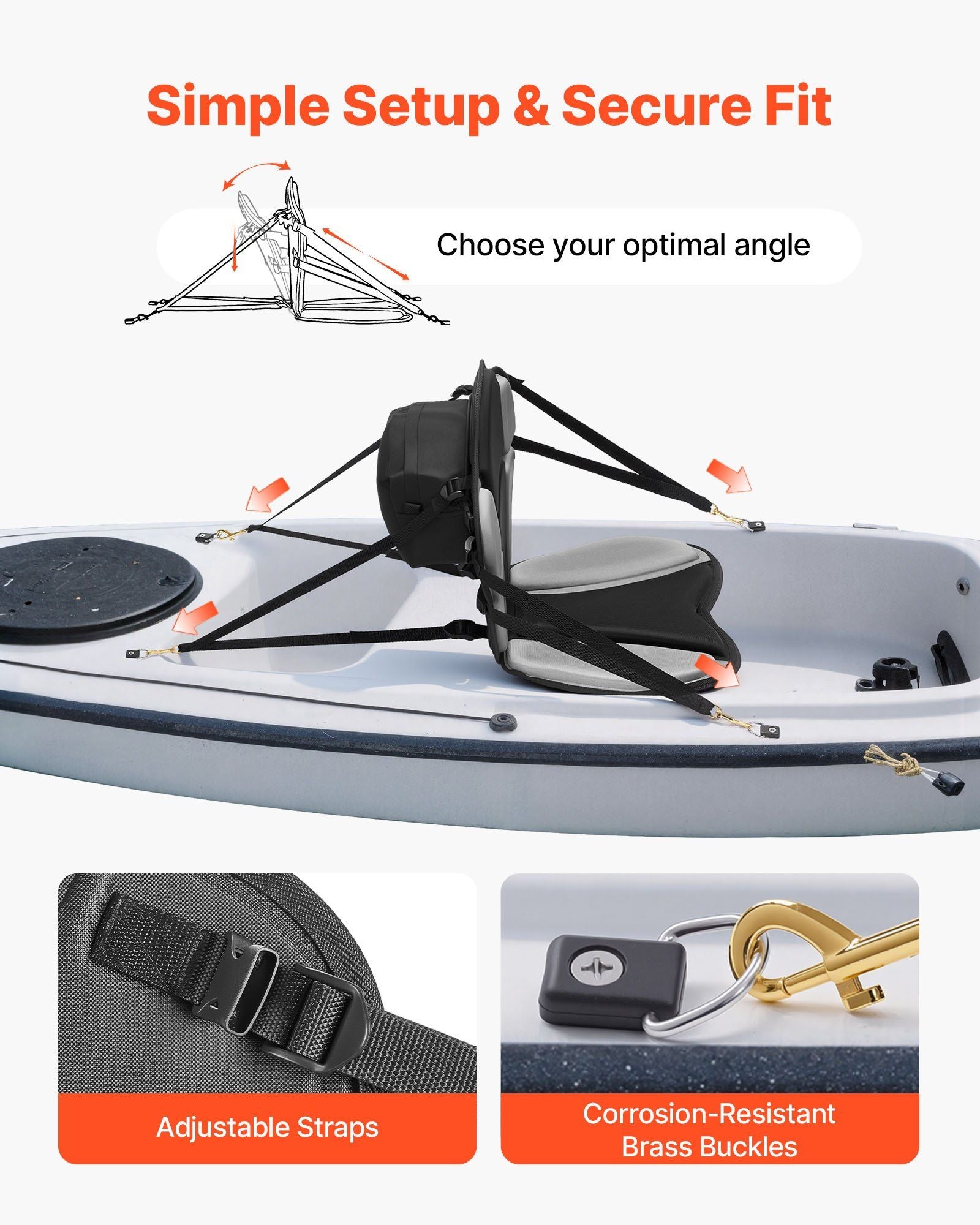 Kayak Seat, 1 Pack 31 mm Thick, Universal Paddle Board Seat with Back Support, Sit-on-Top Soft Padded Cushion with Storage Bag & Adjustable Straps for SUP, Fishing/Inflatable Kayak, Rowboat