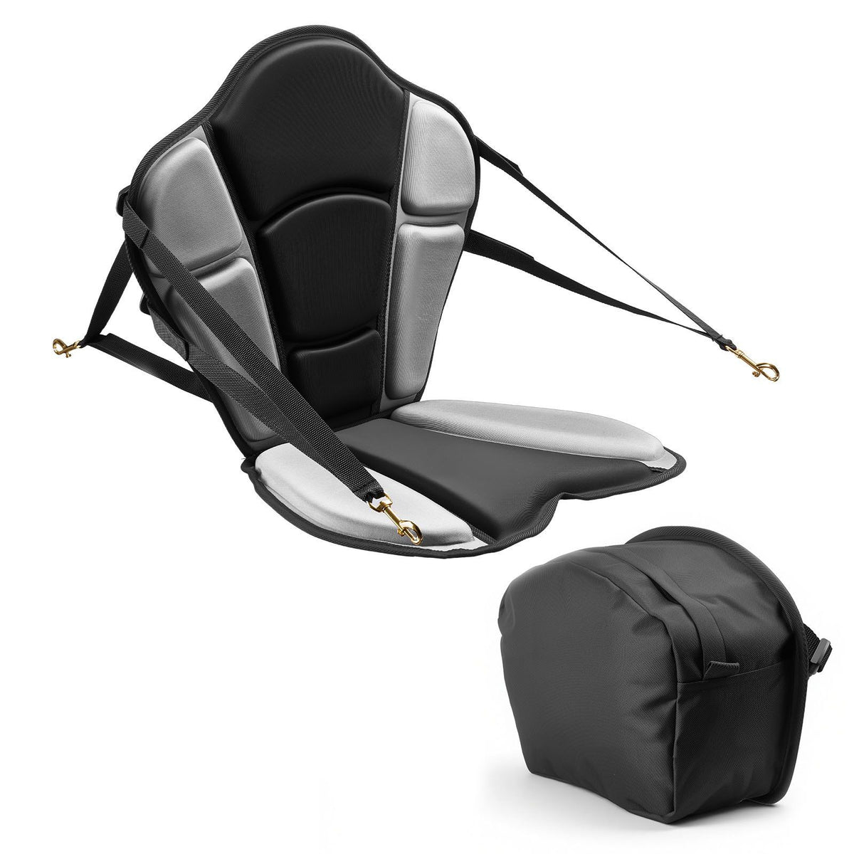 Kayak Seat, 1 Pack 31 mm Thick, Universal Paddle Board Seat with Back Support, Sit-on-Top Soft Padded Cushion with Storage Bag & Adjustable Straps for SUP, Fishing/Inflatable Kayak, Rowboat