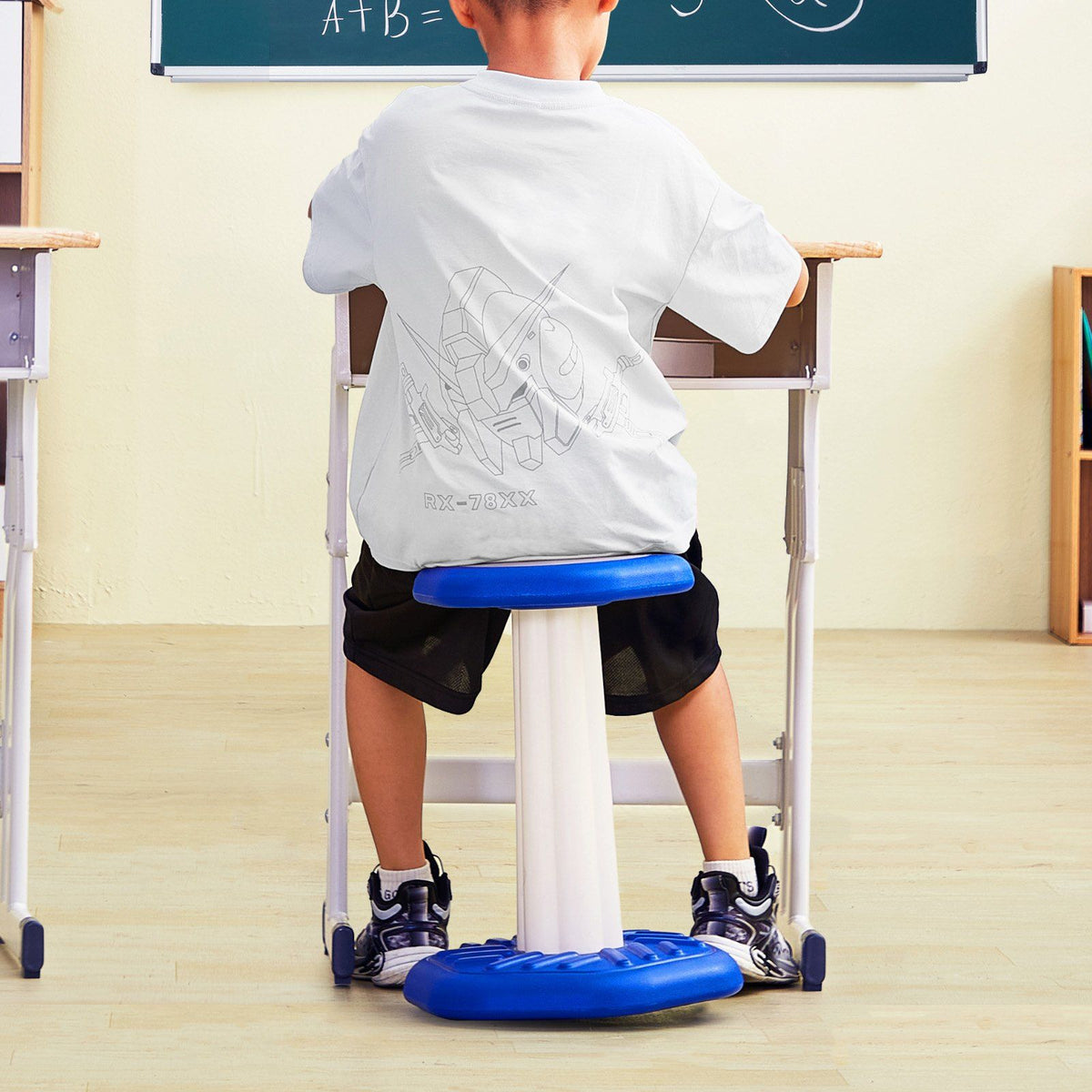Kids Wobble Chair, Active Chair with Sponge Cushion, Wobble Stool Improves Focus, Posture and Calm Children, Ideal for Schools and Home, Age 7-14, Blue