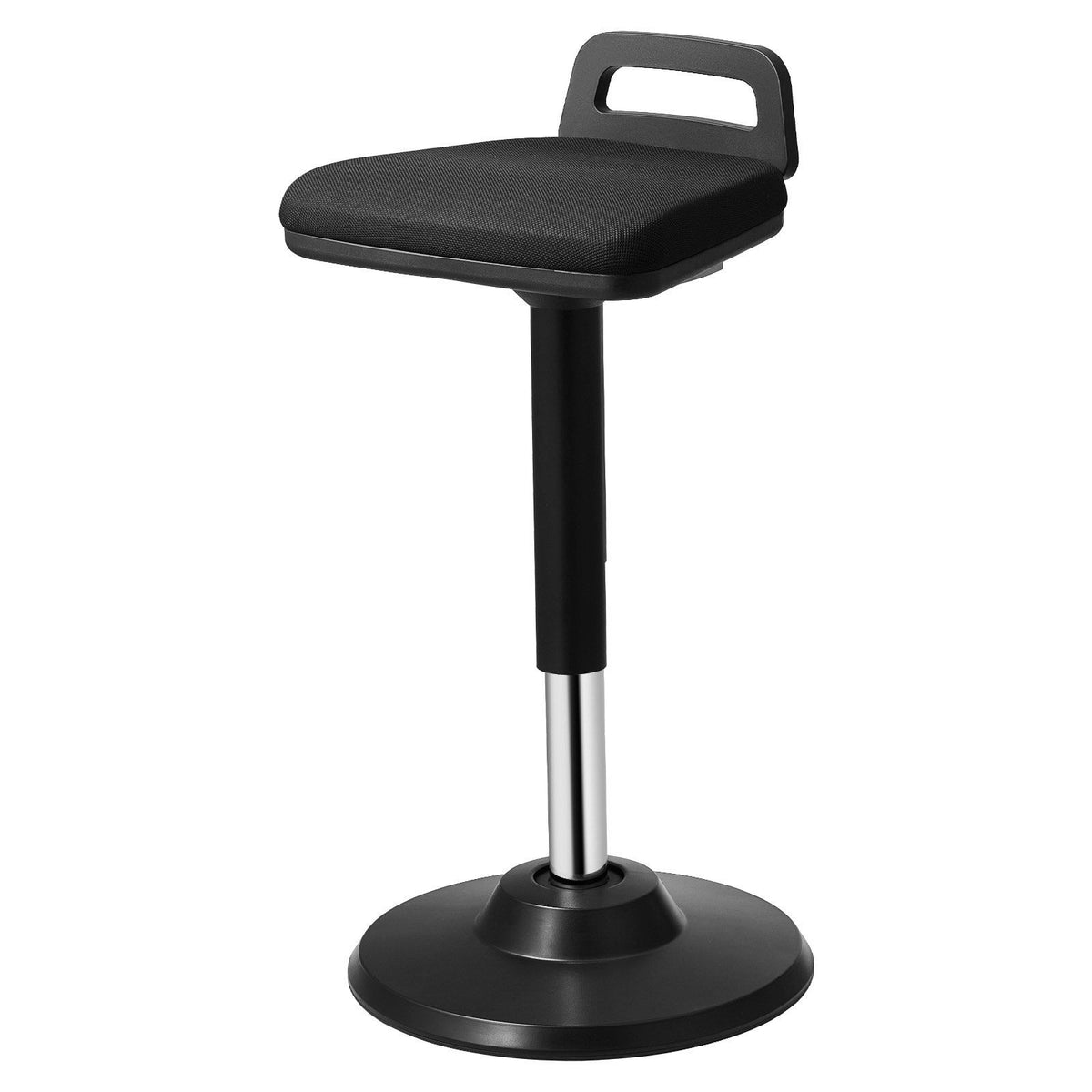 Active Chair with Handle, Height-Adjustable (24.6-34.4") Wobble Chair Made of Elastic Fabric &amp; 45 mm Foam, Ideal for Schools, Office and Home, 8° Tilt Angle, Age 12-18, Black
