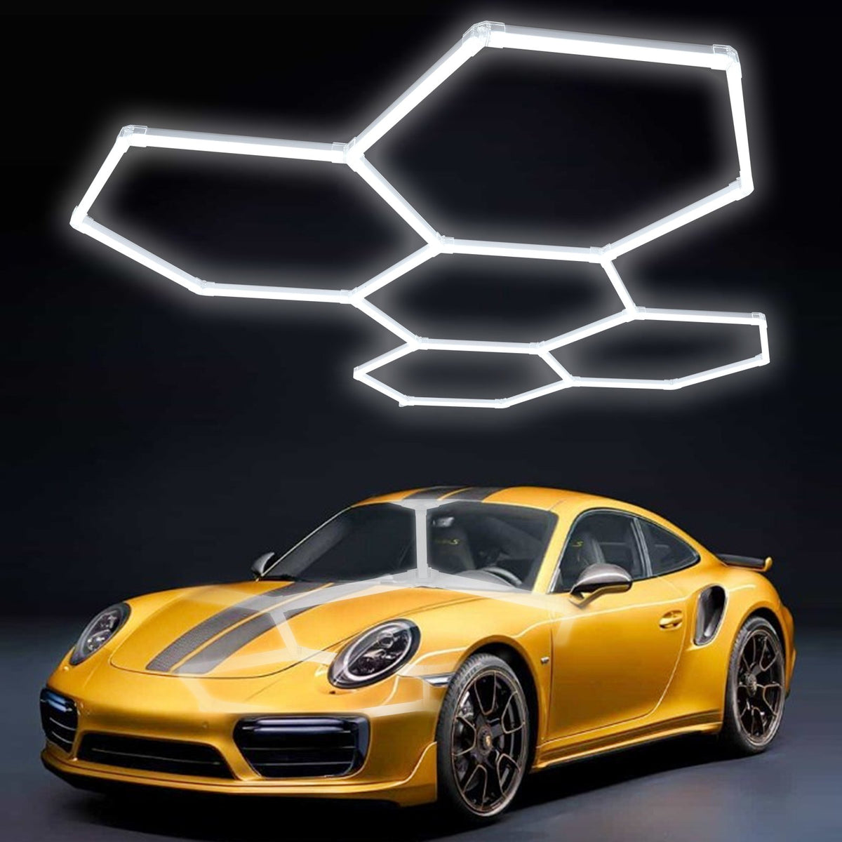 VEVOR Hexagon Garage Lights, 26400LM, 6500K 5 Grid Systems Honeycomb Hexagonal Garage LED Lights, DIY Cool White Car Detailing Garage Ceiling Lighting Bright Shop Light for Gym Basement Workshop