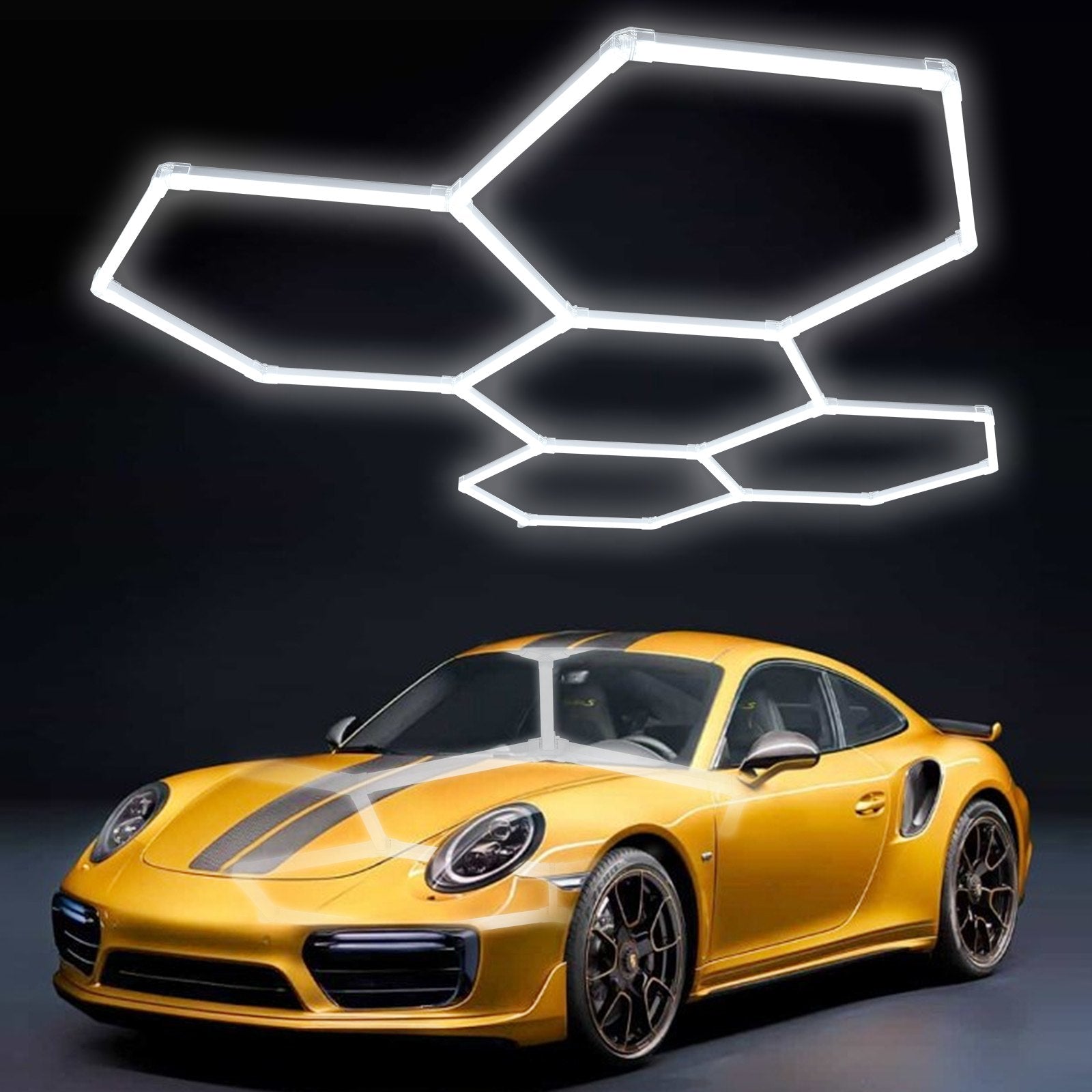 VEVOR Hexagon Garage Lights, 26400LM, 6500K 5 Grid Systems Honeycomb Hexagonal Garage LED Lights, DIY Cool White Car Detailing Garage Ceiling Lighting Bright Shop Light for Gym Basement Workshop