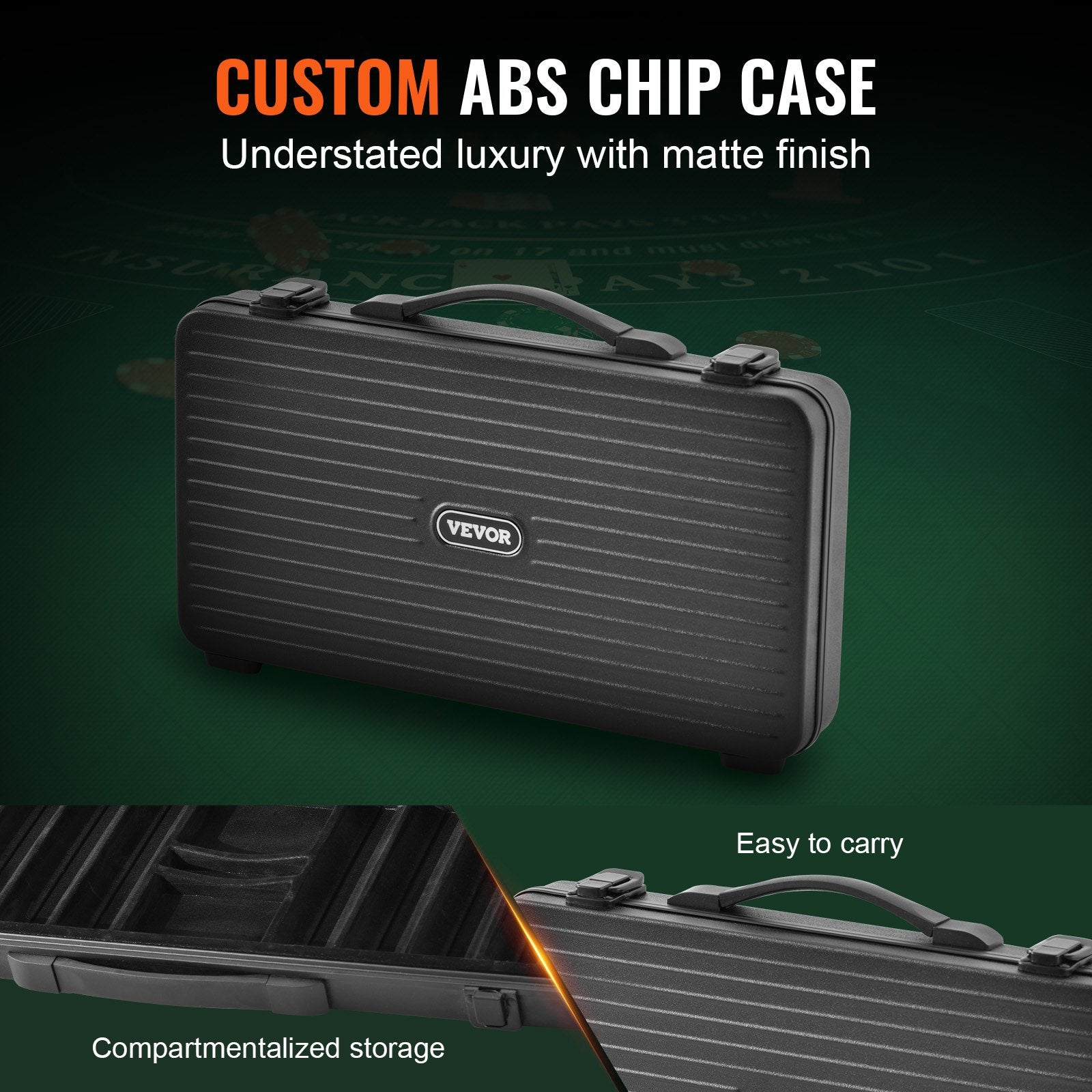 VEVOR Poker Chip Set, 300-Piece Poker Set, Complete Poker Playing Game Set with Carrying  Case, Heavyweight 14 Gram Casino Clay Chips, Cards, Buttons and Dices, for Texas Hold'em, Blackjack, Gambling