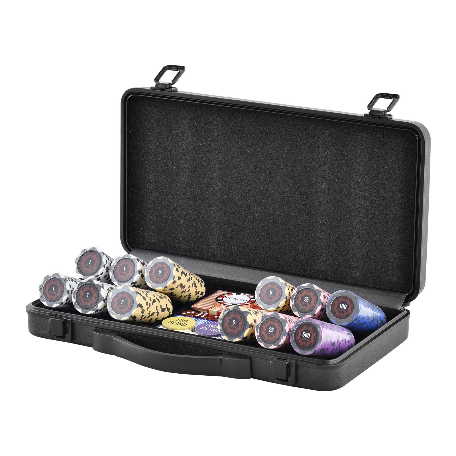 VEVOR Poker Chip Set, 300-Piece Poker Set, Complete Poker Playing Game Set with Carrying  Case, Heavyweight 14 Gram Casino Clay Chips, Cards, Buttons and Dices, for Texas Hold'em, Blackjack, Gambling