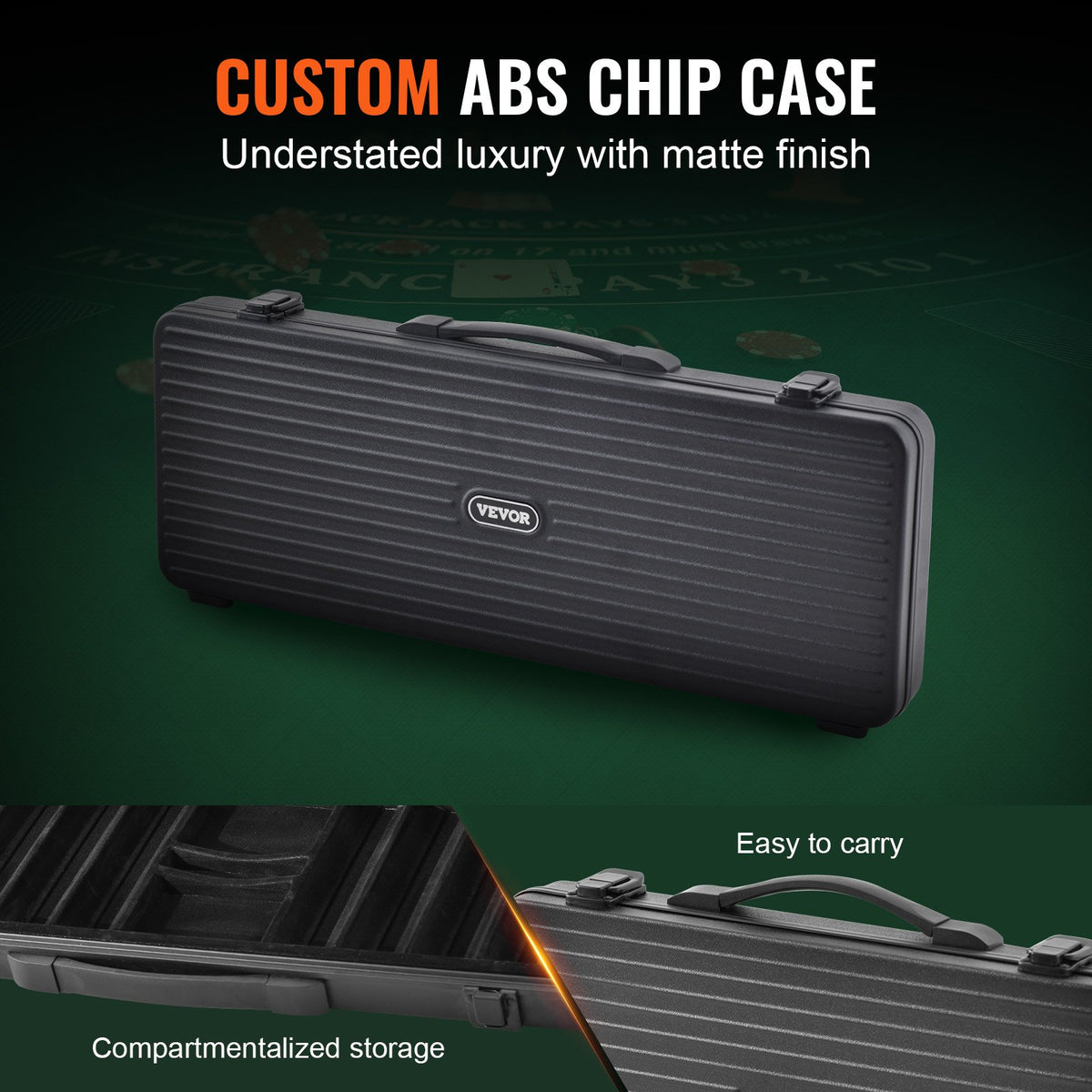 VEVOR Poker Chip Set, 500-Piece Poker Set, Complete Poker Playing Game Set with Carrying  Case, Heavyweight 14 Gram Casino Clay Chips, Cards, Buttons and Dices, for Texas Hold'em, Blackjack, Gambling