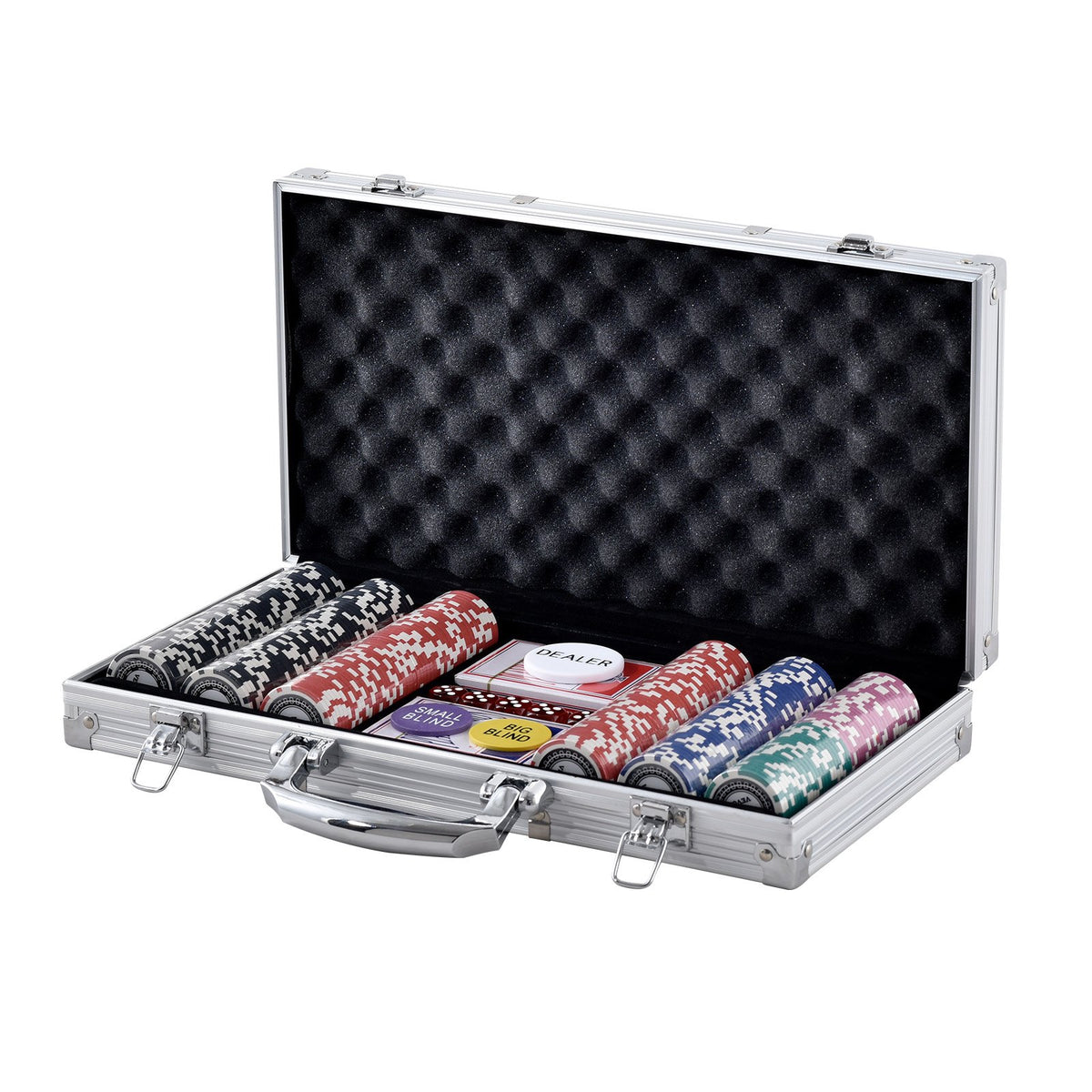 VEVOR Poker Chip Set, 300-Piece Poker Set, Complete Poker Playing Game Set with Aluminum Carrying  Case, 11.5 Gram Casino Chips, Cards, Buttons and Dices, for Texas Hold&#39;em, Blackjack, Gambling