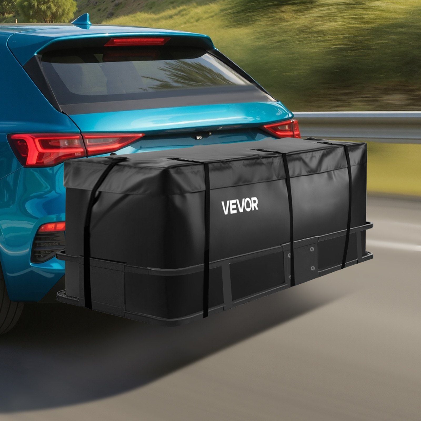 Hitch Cargo Carrier Bag, Waterproof 840D PVC, 152 x 60.7 x 61 cm (20 Cubic Feet), Heavy Duty Cargo Bag for Truck Bed Storage with 8 Reinforced Straps, Suitable for Car SUV Vans Hitch Basket