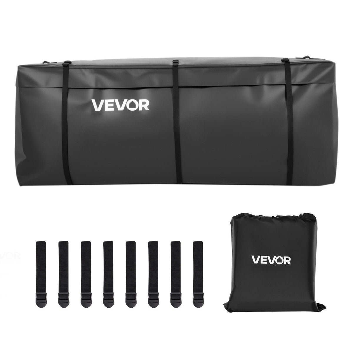 Hitch Cargo Carrier Bag, Waterproof 840D PVC, 152 x 60.7 x 61 cm (20 Cubic Feet), Heavy Duty Cargo Bag for Truck Bed Storage with 8 Reinforced Straps, Suitable for Car SUV Vans Hitch Basket