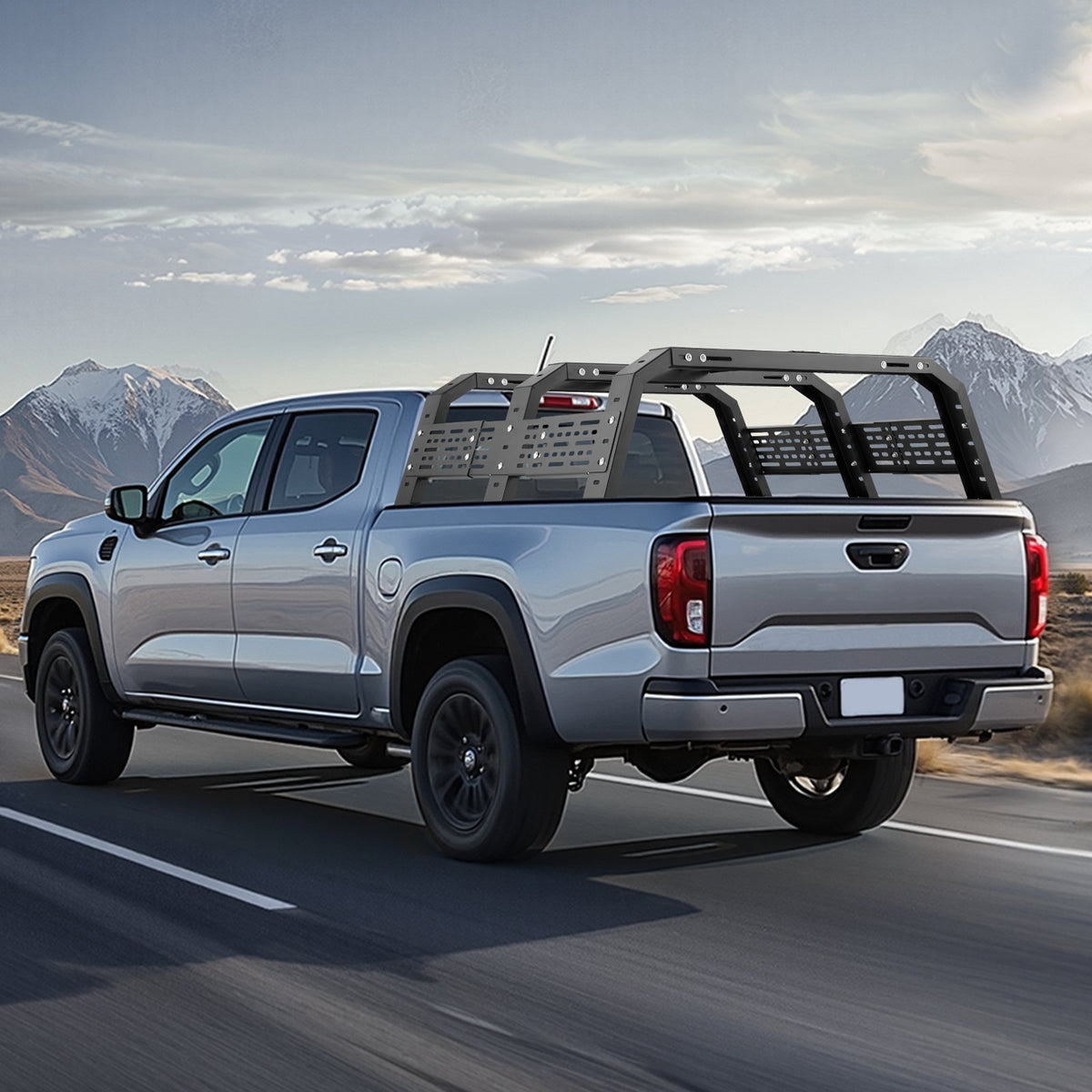 VEVOR Overland Truck Bed Rack, 125-172.5 cm Width, Adjustable Overland Bed Cargo Rack with Sidebar, 408.2 kg Static Load Capacity, Heavy Duty Steel, for Mid-Size Trucks, Fit Tacoma / Gladiator JT