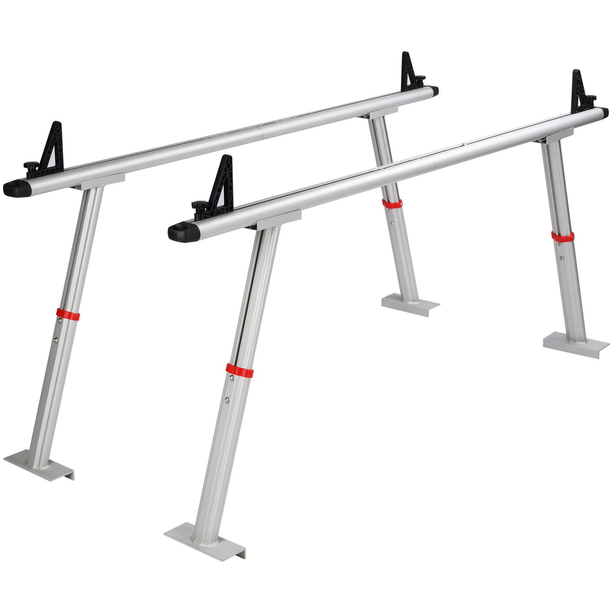 VEVOR Truck Rack, 363lbs Capacity, 19-34in Adjustable Height, Aluminum Ladder Rack for Truck with 8 Non-Drilling C-clamps, Heavy Duty Truck Bed Rack Two-Bar Set for Kayak, Surfboard, Lumber, Ladder