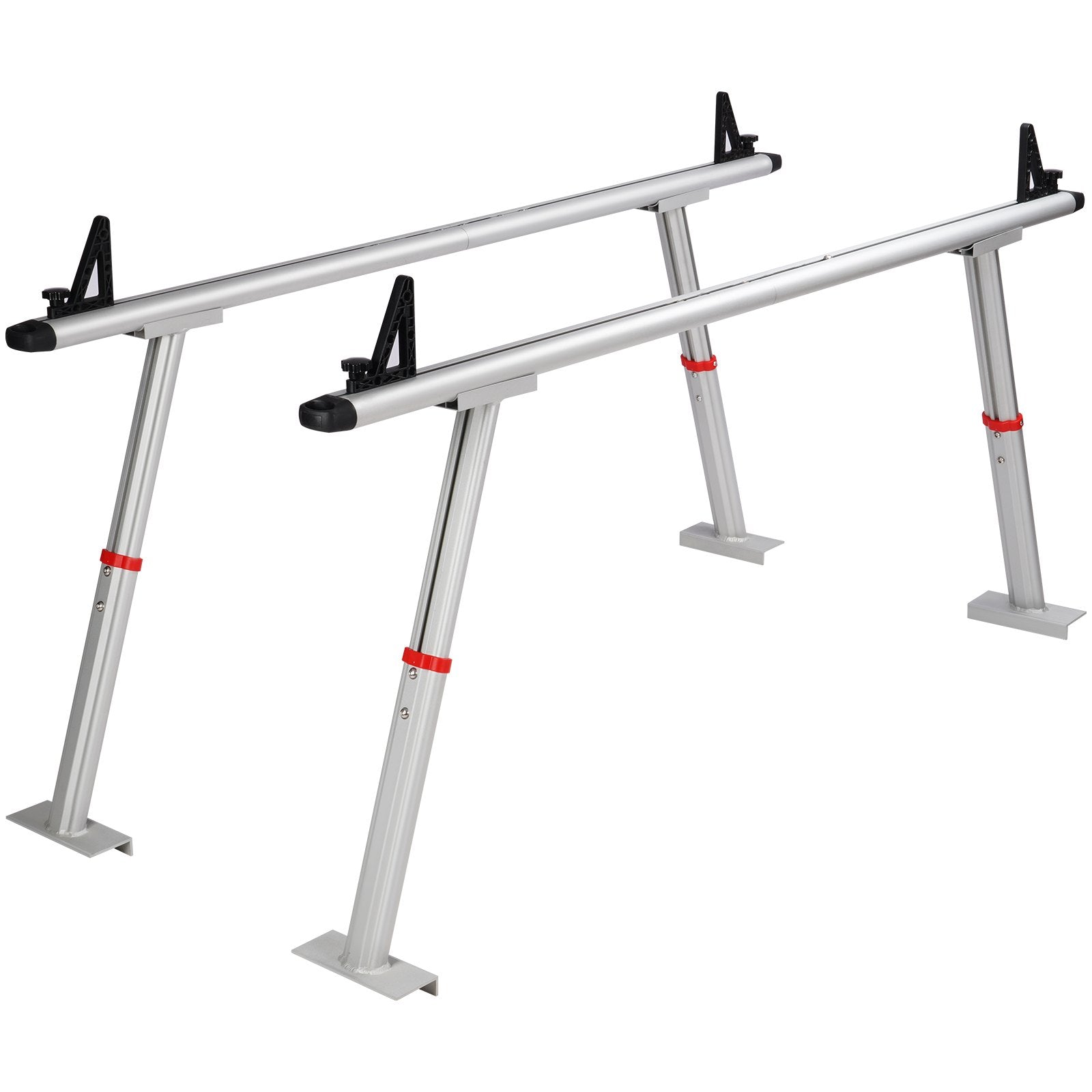VEVOR Truck Rack, 363lbs Capacity, 19-34in Adjustable Height, Aluminum Ladder Rack for Truck with 8 Non-Drilling C-clamps, Heavy Duty Truck Bed Rack Two-Bar Set for Kayak, Surfboard, Lumber, Ladder