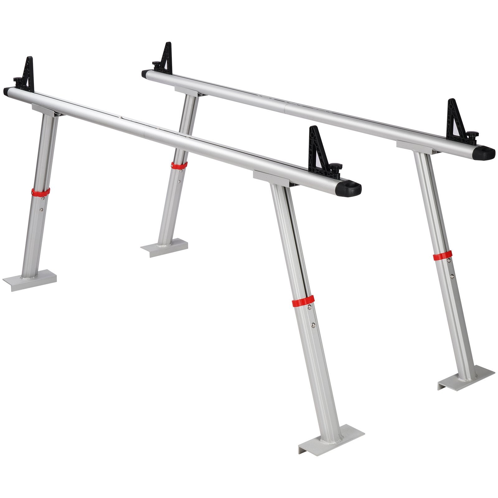 VEVOR Truck Rack, 363lbs Capacity, 19-34in Adjustable Height, Aluminum Ladder Rack for Truck with 8 Non-Drilling C-clamps, Heavy Duty Truck Bed Rack Two-Bar Set for Kayak, Surfboard, Lumber, Ladder