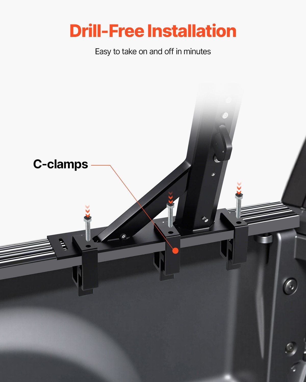 Truck Ladder Rack, 53.3-80.01 cm Height, Adjustable Non-Drilling Aluminum Cargo Rack with Sidebar, 362.9 kg Static Capacity, Ideal for Canoes, Surfboards, Ladders, Lumber, Tents & Large cargo