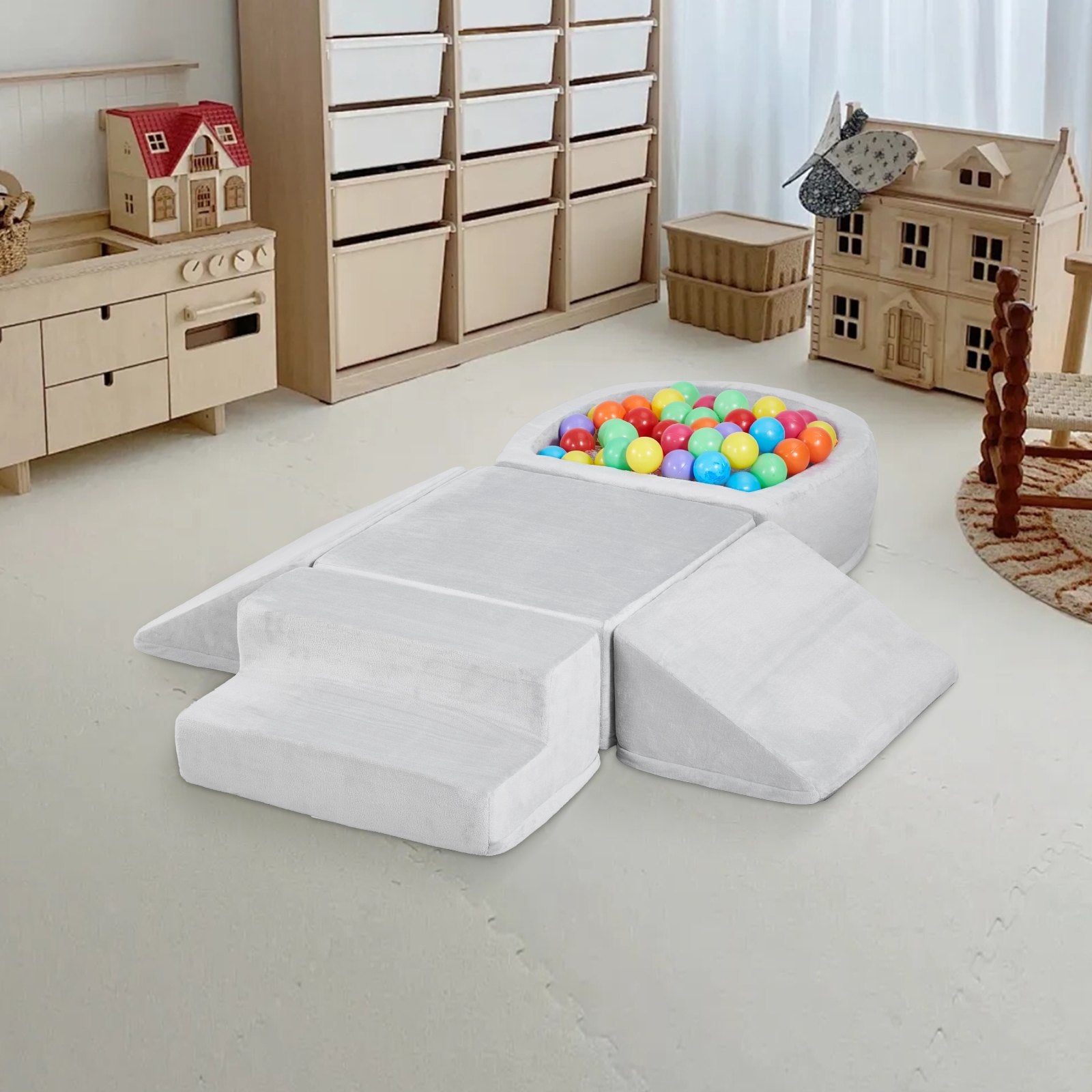 VEVOR Climbing Toys, 5-Piece Set, Foam Climbing Blocks for Toddlers 6 Months to 3 Years, Baby Climbing Blocks with Ball Pit (Balls Not Included), Indoor Climb and Crawl Activity Playset for Crawling