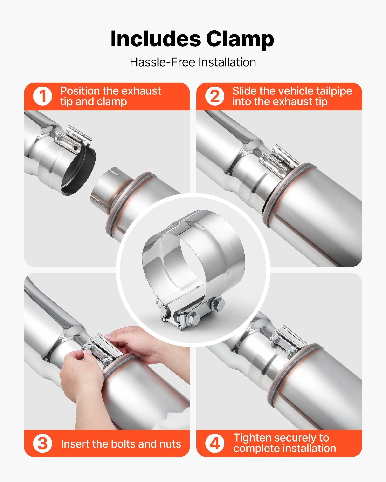 Elbow Exhaust Tip, 127mm Inlet, 152.4mm Outlet, 584mm Overall Length, Chrome Turn Down Exhaust Tip with Clamp for Truck, Sedan, Sports Car, SUV, Chrome Structure for High Temperature Resistance