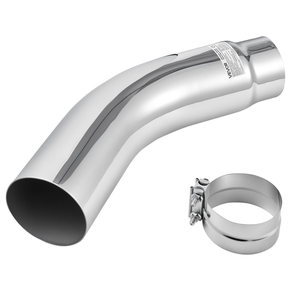 Elbow Exhaust Tip, 127mm Inlet, 152.4mm Outlet, 584mm Overall Length, Chrome Turn Down Exhaust Tip with Clamp for Truck, Sedan, Sports Car, SUV, Chrome Structure for High Temperature Resistance