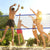 VEVOR Outdoor Portable Volleyball Net System, Adjustable Height Steel Poles, Professional Volleyball Set with PVC Volleyball, Pump, Carrying Bag, Heavy Duty Volleyball Net for Backyard, Beach, Lawn