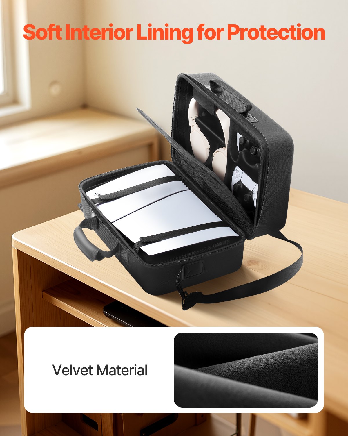 VEVOR PS5 Carrying Case Travel Bag for Playstation 5 Slim EVA Soft Lining