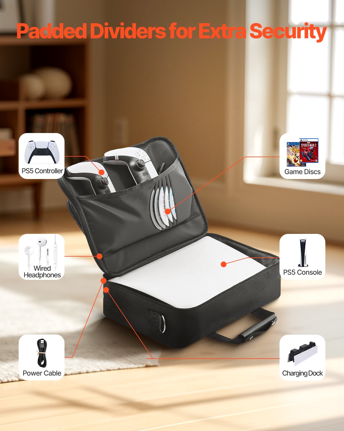 VEVOR PS5 Carrying Case Travel Bag for Playstation 5 PS5 Slim Waterproof Nylon