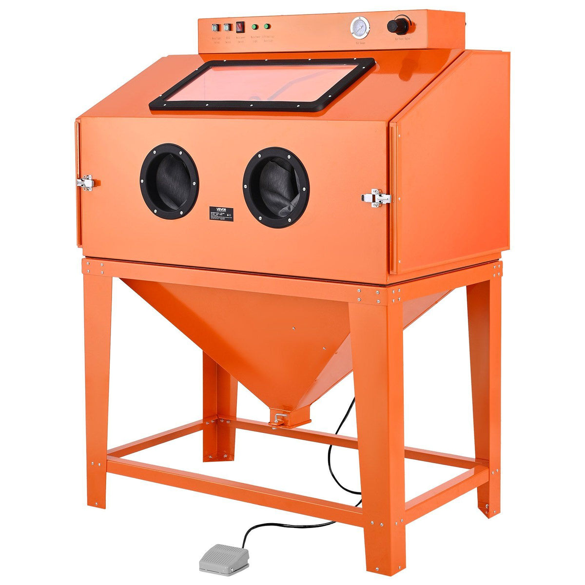 435L Sandblasting Cabinet, Heavy Duty Steel Sand Blaster with Dual Blasting Guns Kit, 117L Media Hopper &amp; 1200W Powerful Dust Collector for Oversized Parts Rust Removal, Surface Finishing