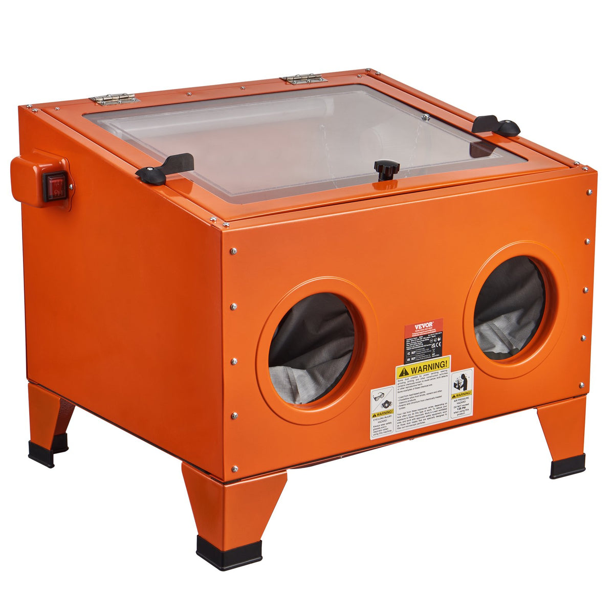 VEVOR 25 Gallon Sandblasting Cabinet, 40-120PSI Portable Benchtop Sand Blasting Cabinet, Heavy Duty Steel Sand Blaster with Blasting Gun &amp; 4 Ceramic Nozzles for Paint, Stain, Rust Removal