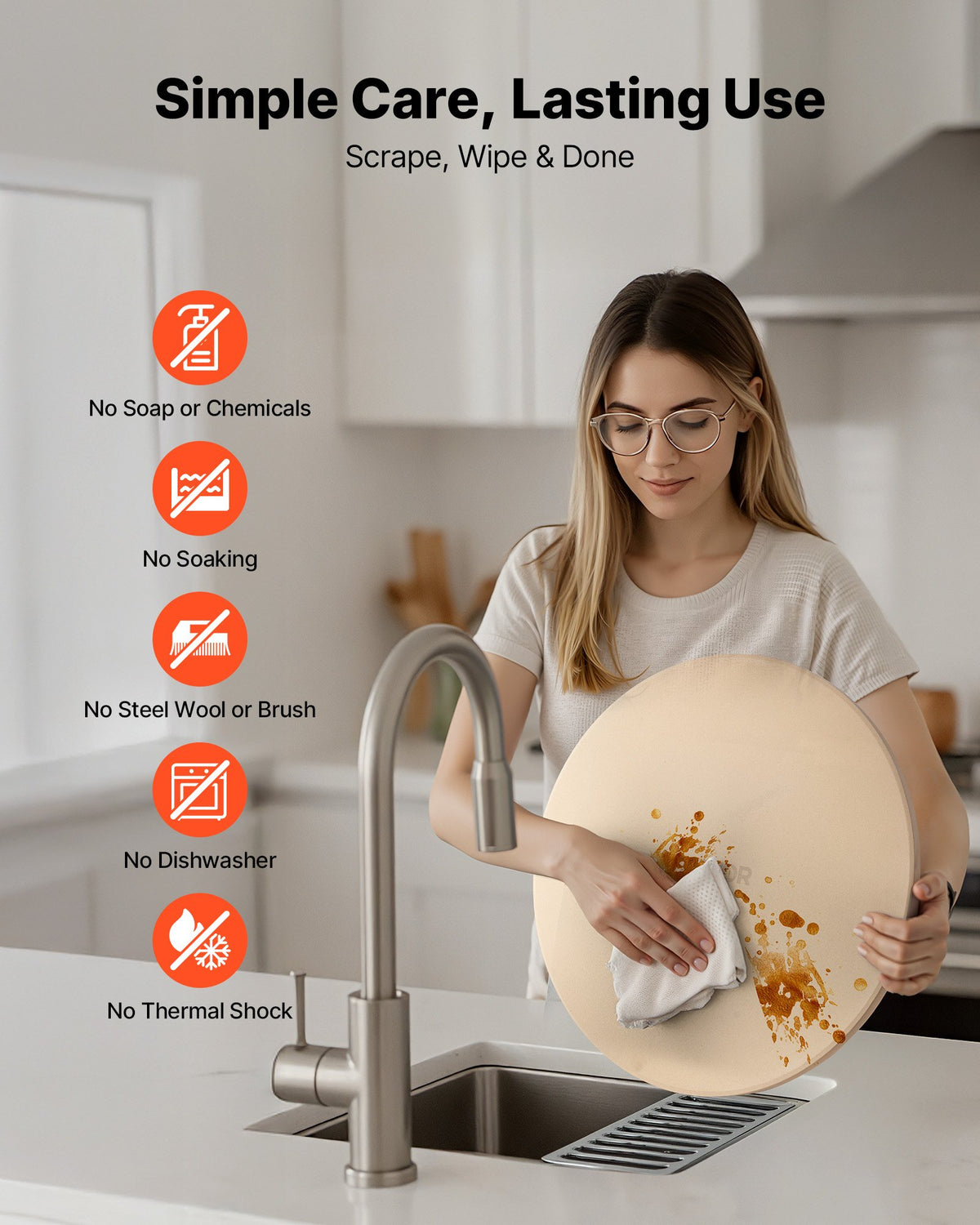 VEVOR Pizza Stone, 406 mm Round Cordierite Pizza Stone, Extra Large Baking-Stone with a Durable Stand, 17 mm Thickness Heat-Resistant Cooking Cordierite, for Kitchen Oven, Baking Pizzas, BBQ Grilling