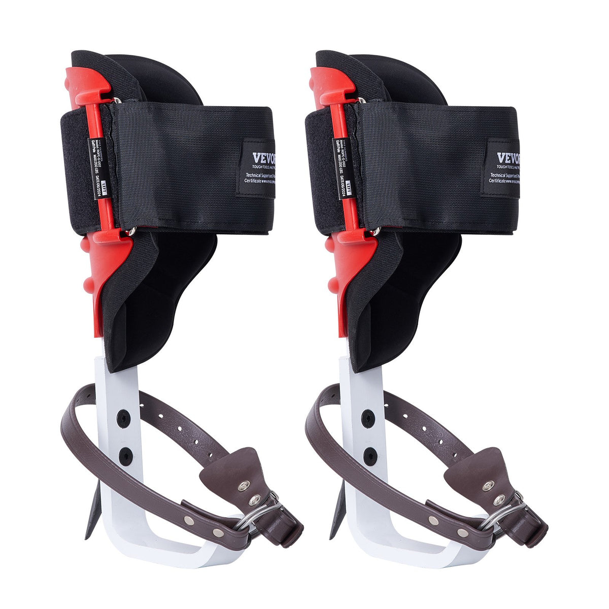 VEVOR Tree Climbing Spikes, 1 Pair Aluminum Climbing Spurs, 350lbs Load Capacity Tree Climbing Gear with Straps and Spike Protectors, Arborist Equipment for Climbers, Hunting, Fruit Picking, Red
