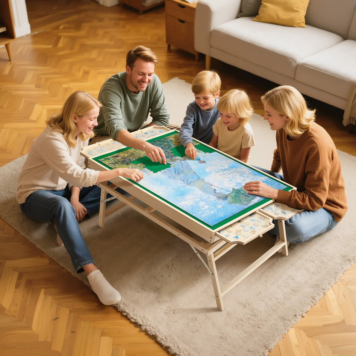 VEVOR 1500 Piece Puzzle Board with Folding Leg Portable Wooden Jigsaw 86x63cm