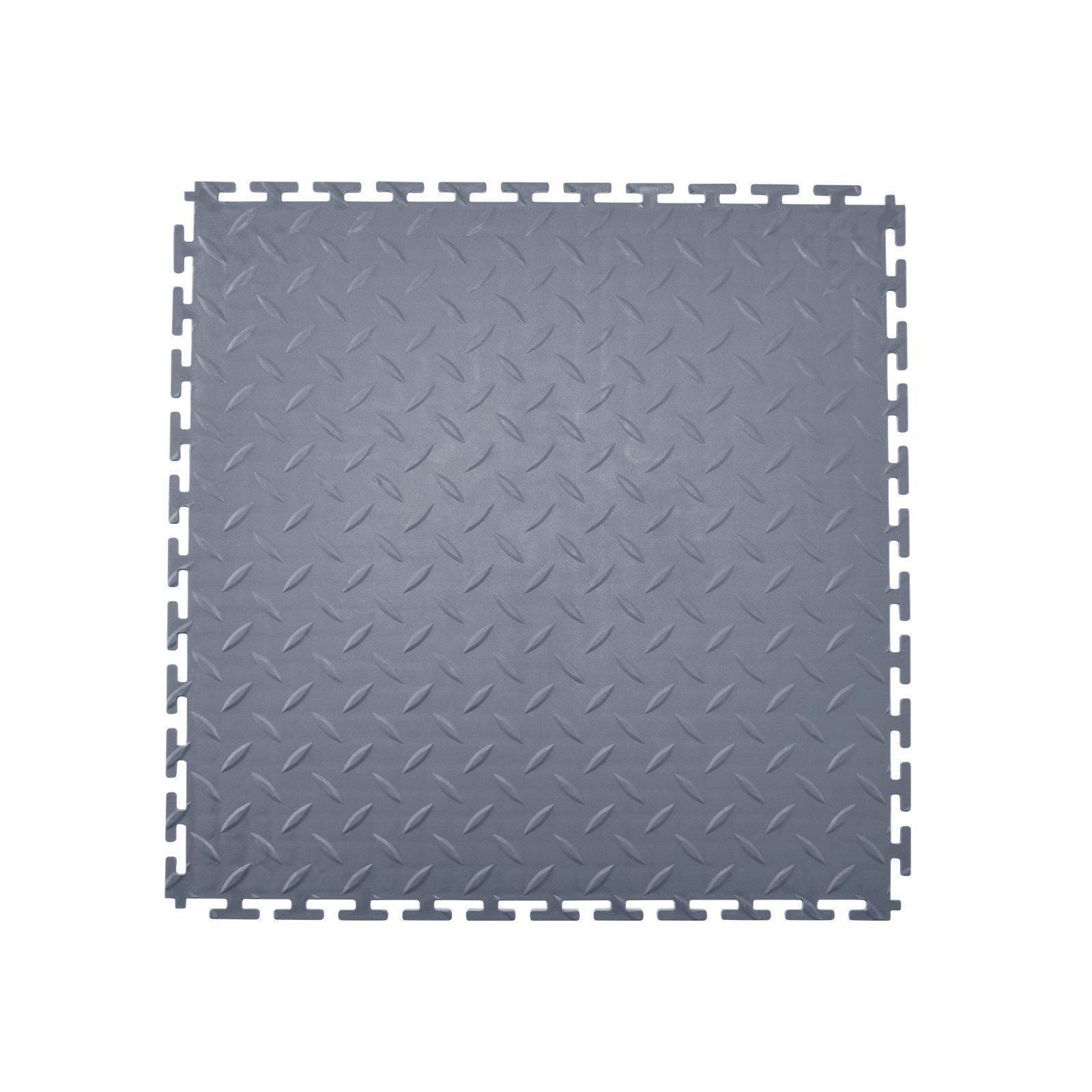 Garage Floor Tiles Interlocking, 16 Pack 513 x 513 x 5 mm Interlocking Modular Garage Flooring Tiles, Diamond Plate Slip-Resistant PVC Mats for Workshop,Warehouse,Tool Room, Graphite Gray