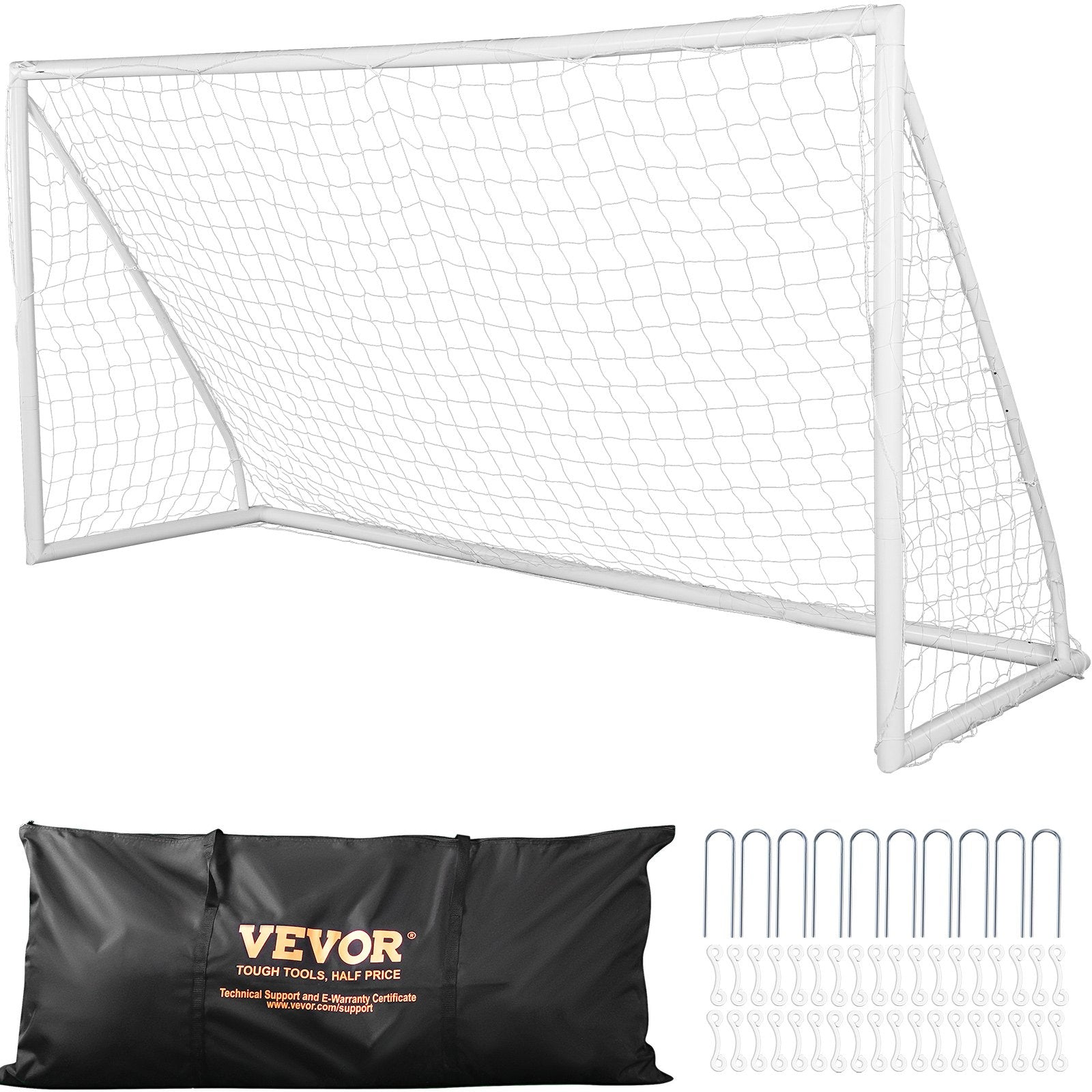 VEVOR Portable Soccer Goal, 3.7x1.8M Soccer Net, Adults Kids Backyard Soccer Net, Large Practice Soccer Net, Youth Training Soccer Goal Set, All-Weather Outdoor Soccer Goals with Carry Bag, 1 Pack