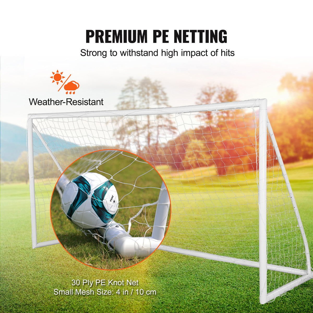 VEVOR Portable Soccer Goal, 3.7x1.8M Soccer Net, Adults Kids Backyard Soccer Net, Large Practice Soccer Net, Youth Training Soccer Goal Set, All-Weather Outdoor Soccer Goals with Carry Bag, 1 Pack