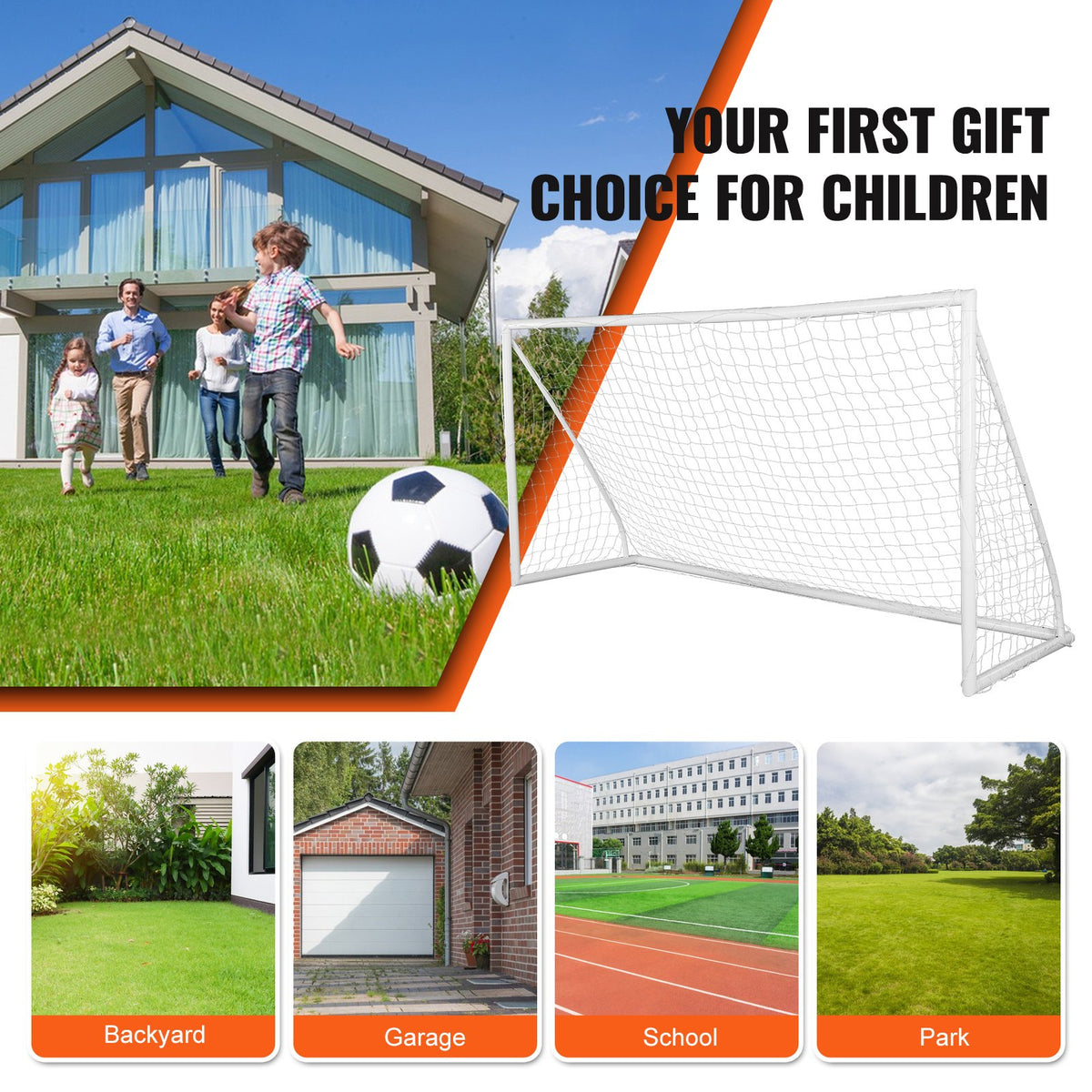 VEVOR Portable Soccer Goal, 3.7x1.8M Soccer Net, Adults Kids Backyard Soccer Net, Large Practice Soccer Net, Youth Training Soccer Goal Set, All-Weather Outdoor Soccer Goals with Carry Bag, 1 Pack