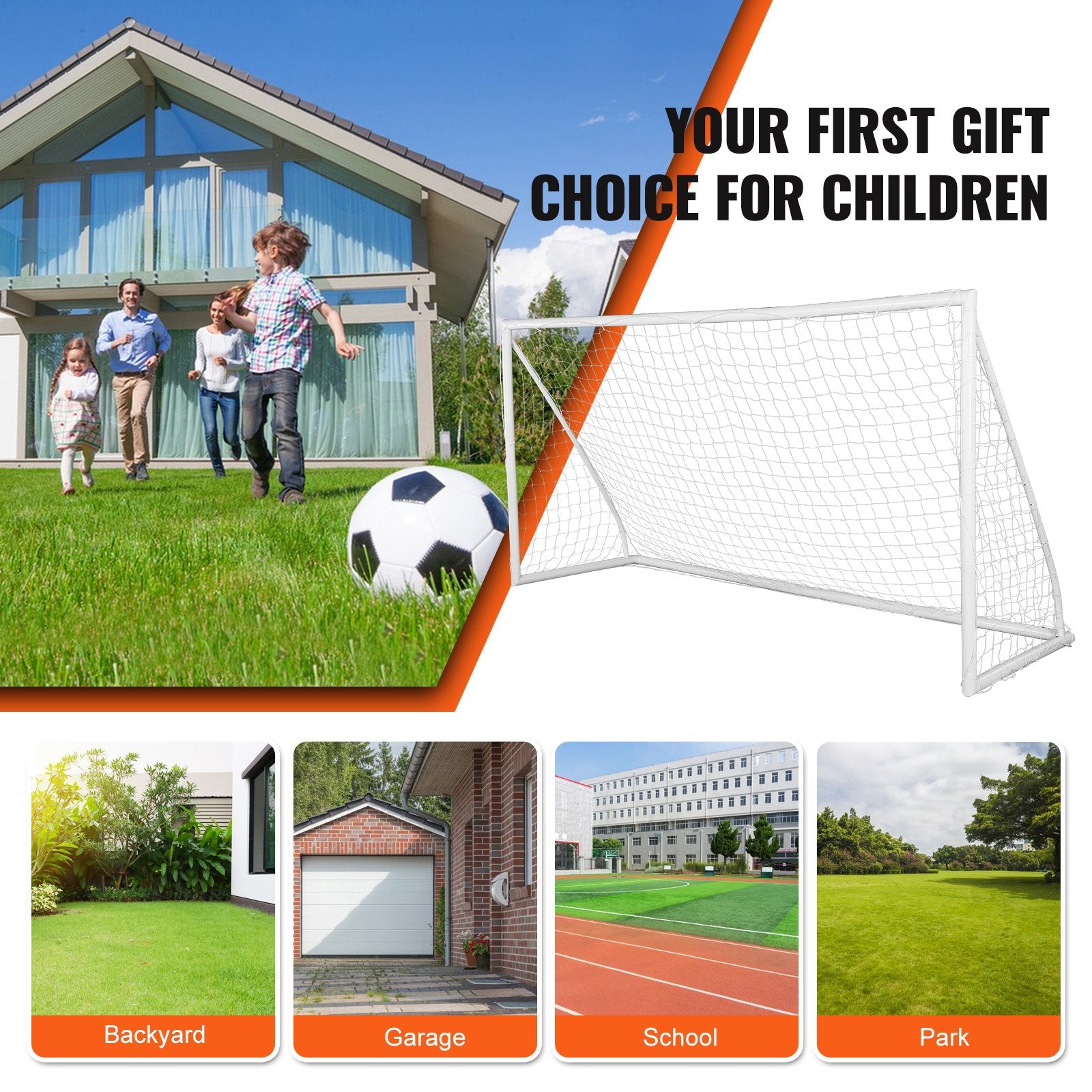 VEVOR Portable Soccer Goal, 3.7x1.8M Soccer Net, Adults Kids Backyard Soccer Net, Large Practice Soccer Net, Youth Training Soccer Goal Set, All-Weather Outdoor Soccer Goals with Carry Bag, 1 Pack