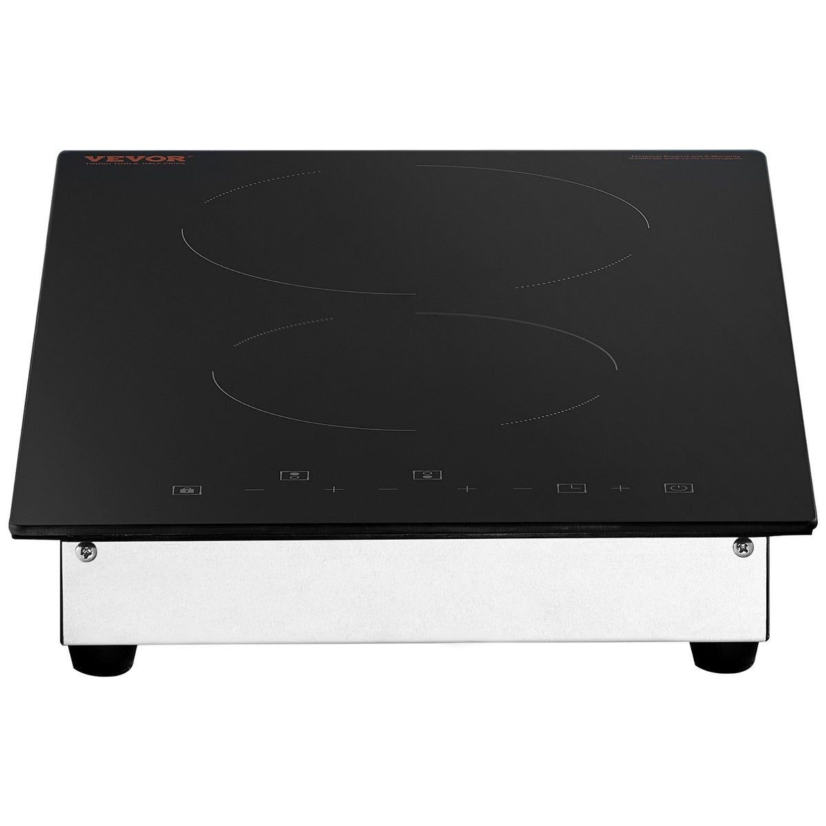 VEVOR Electric Cooktop, 12 inch 2 Burners Built-in Electric Stove Top, 3000W Ceramic Radiant Cooktop with Glass Panel, Touch Control, Timer, Child Lock, 9 Heat Level, Residual Heat Indicator, 220-240V