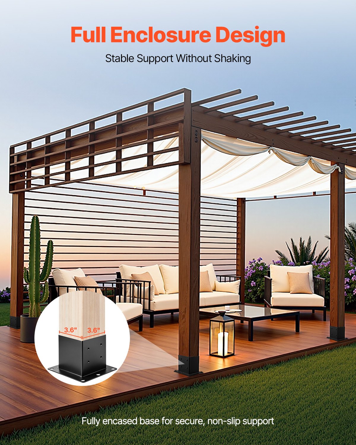 VEVOR 8 Pcs 4x4 Post Base Bracket Wood Fence Post Anchor Inner Size 3.6x3.6 in