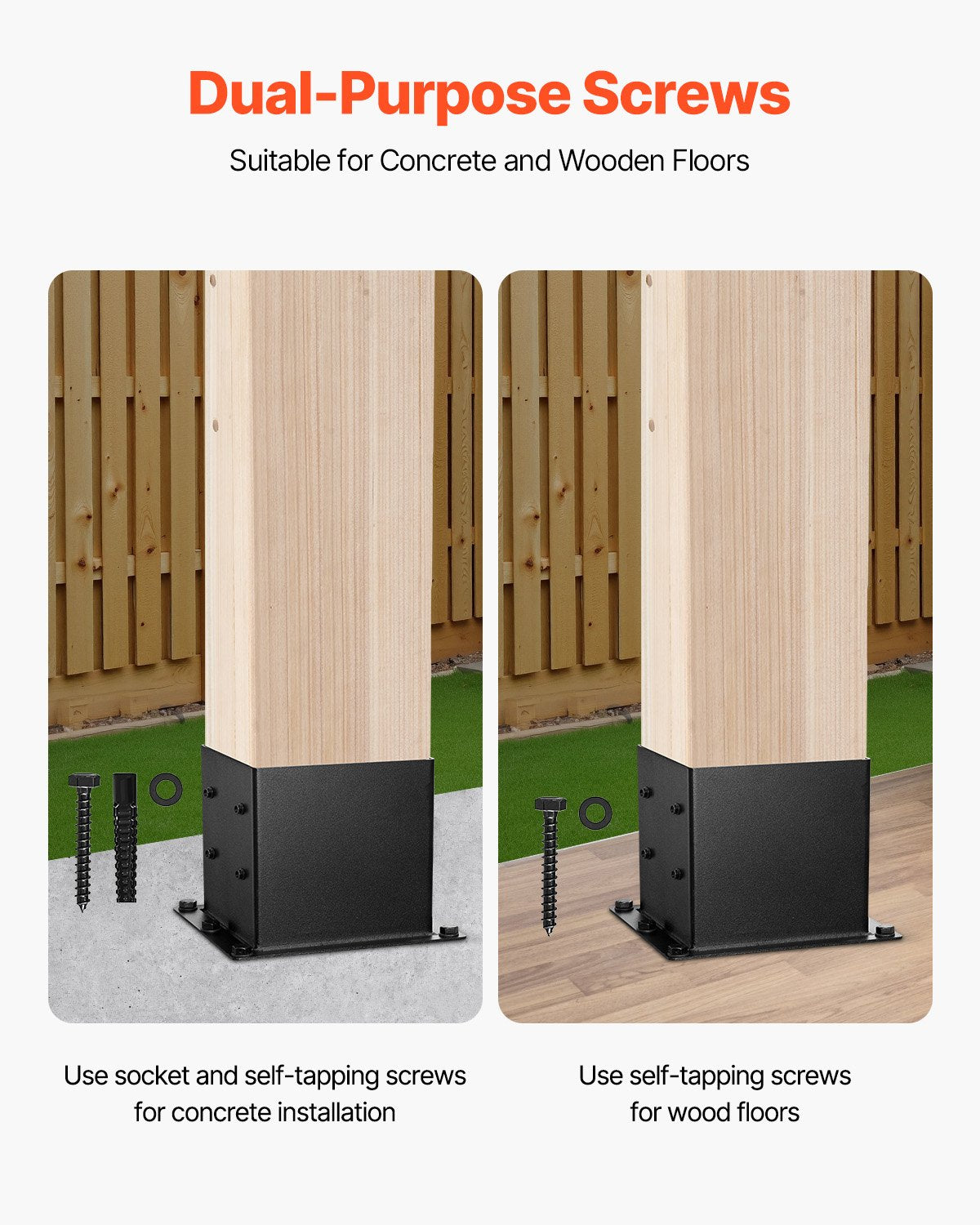 VEVOR 8 Pcs 4x4 Post Base Bracket Wood Fence Post Anchor Inner Size 3.6x3.6 in