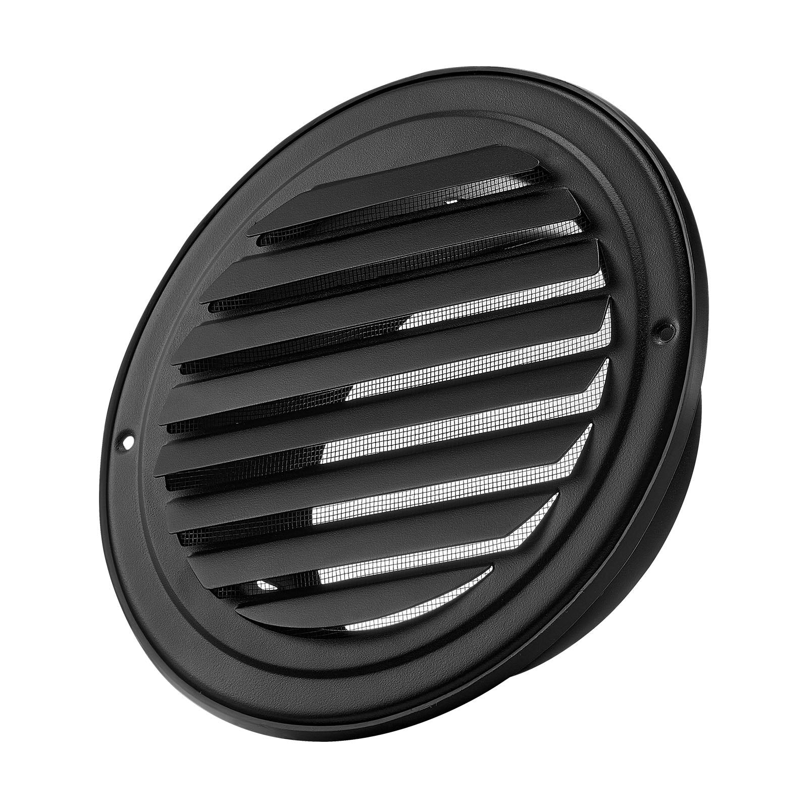 VEVOR 145 mm Wall Vent Cover, Louvered Round AC Vent Gable Cover, Premium Stainless Steel & with Built-in a Protection Screen, for House,Bathroom,Garage,Kitchen,Basement (2 Pack, Black)
