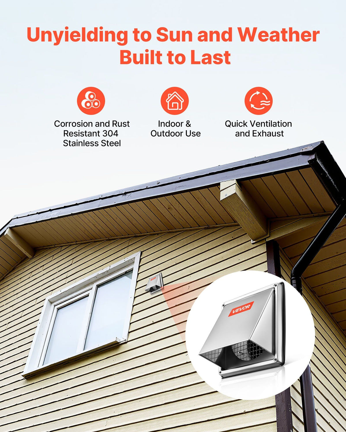145 mm External Extractor Wall Vent Cover, Square AC Vent Gable Cover, Premium Stainless Steel & with Built-in a Protection Screen, for House,Bathroom,Garage,Kitchen,Basement (1 Pack, Silver)