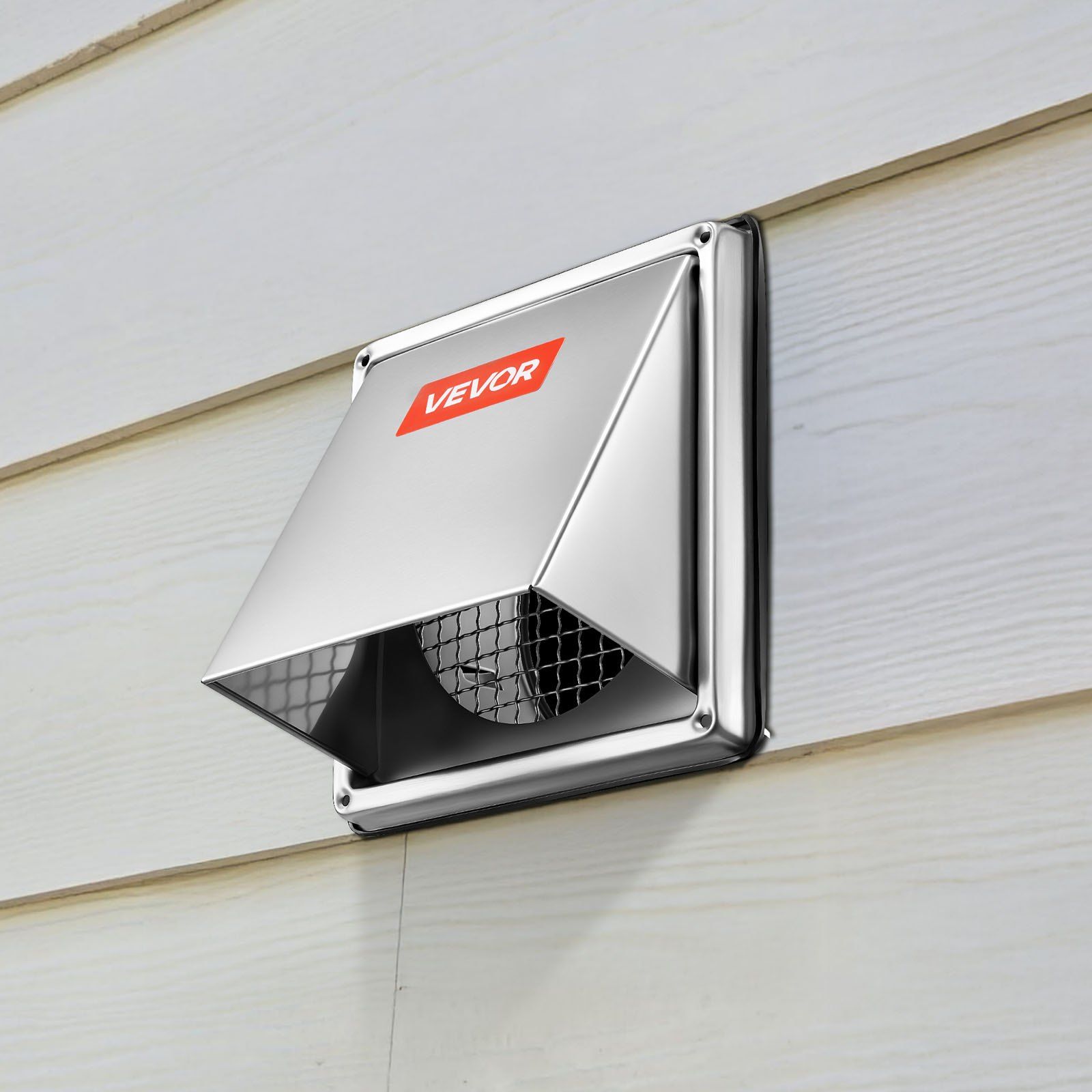 145 mm External Extractor Wall Vent Cover, Square AC Vent Gable Cover, Premium Stainless Steel & with Built-in a Protection Screen, for House,Bathroom,Garage,Kitchen,Basement (1 Pack, Silver)