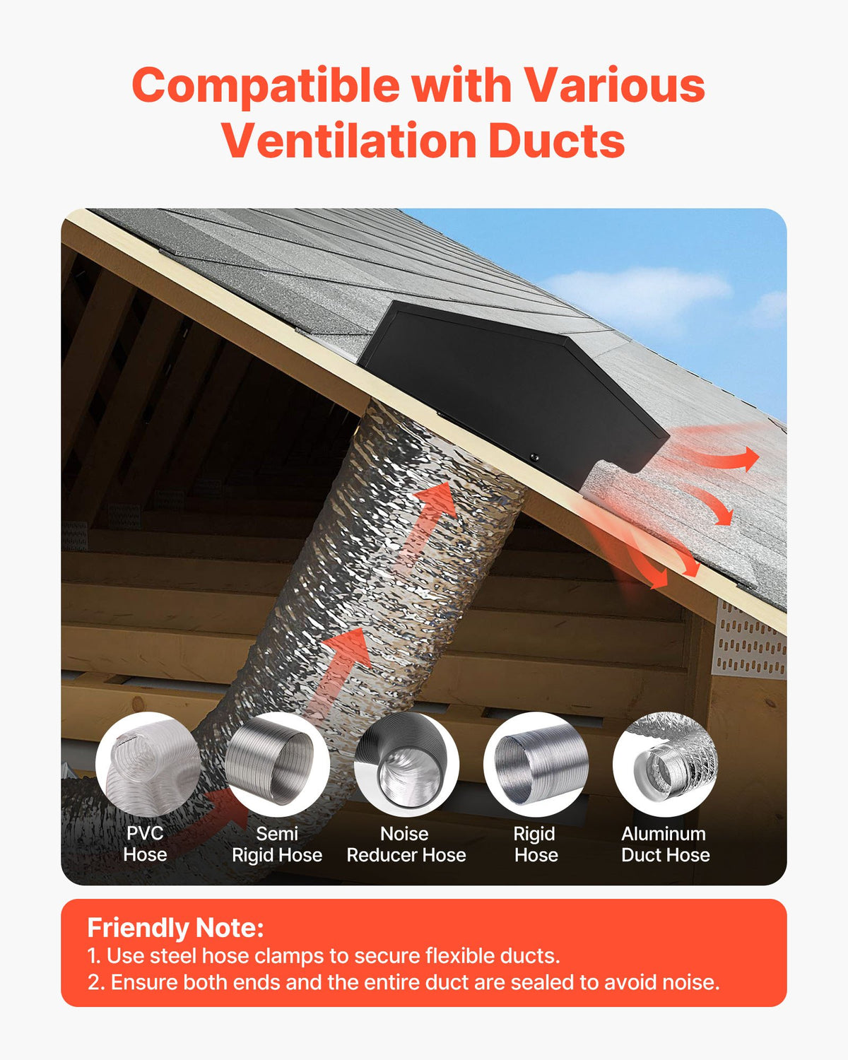 VEVOR 149 mm Hooded Wall Vent Cover SPCC Steel Roof Exhaust 1 Pack Black