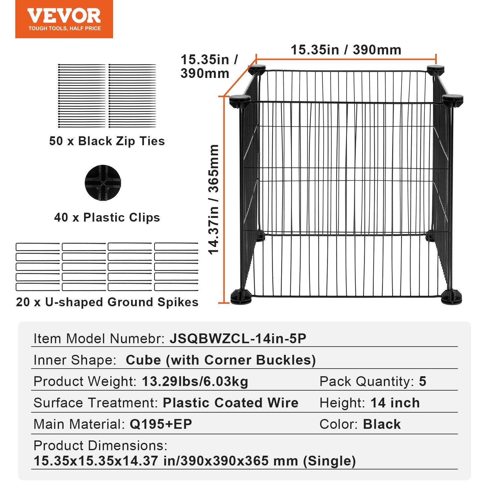 VEVOR 5 Pack Plant Protector from Animals, 390 mm x 390 mm Chicken Wire Plant Protector, Plant Cages for Outdoor Plants, Flowers & Vegetables, Keeps Bunny Chicken Squirrels Out, 20pcs Metal Mesh