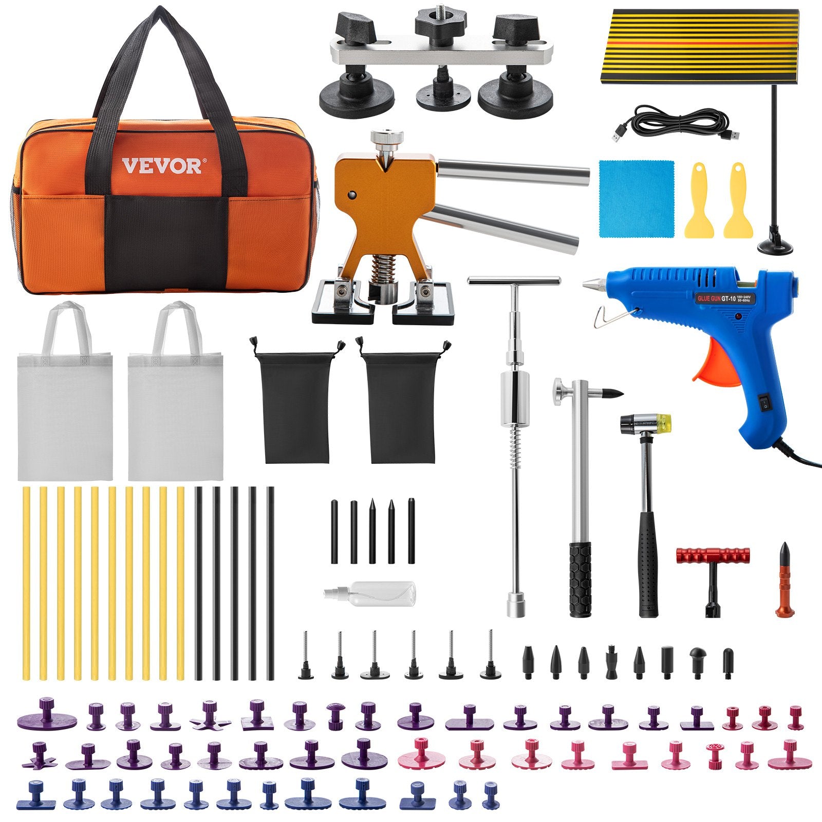 VEVOR Paintless Dent Repair Tools Hail Damage Remover 98 Pcs Body Dent Removal