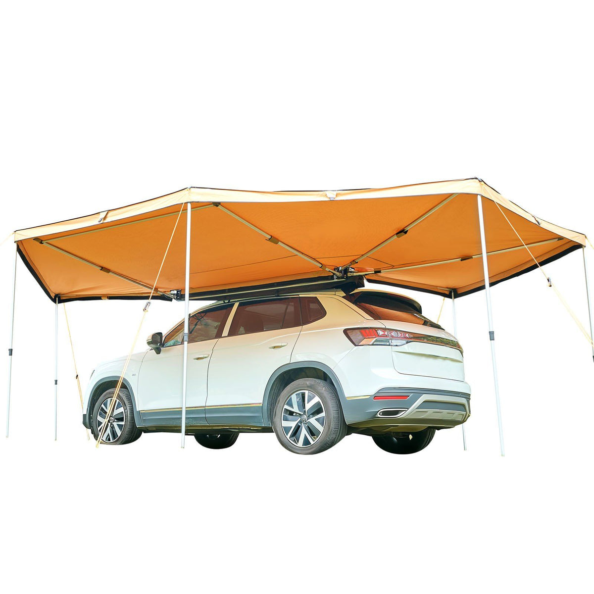 270 Degree Awning with Bulit-in LED Lights, 12.4 ㎡ Driver Side Vehicle Awning, Waterproof UV50+ Car Side Awnings, All-Weather Free-Standing Overland Awnings Car Shelter for SUV Truck Camping