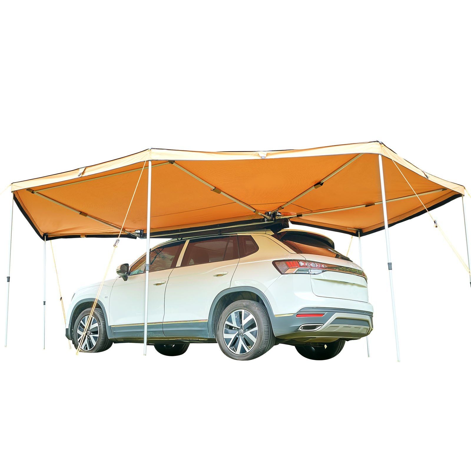 270 Degree Awning with Bulit-in LED Lights, 12.4 ㎡ Driver Side Vehicle Awning, Waterproof UV50+ Car Side Awnings, All-Weather Free-Standing Overland Awnings Car Shelter for SUV Truck Camping