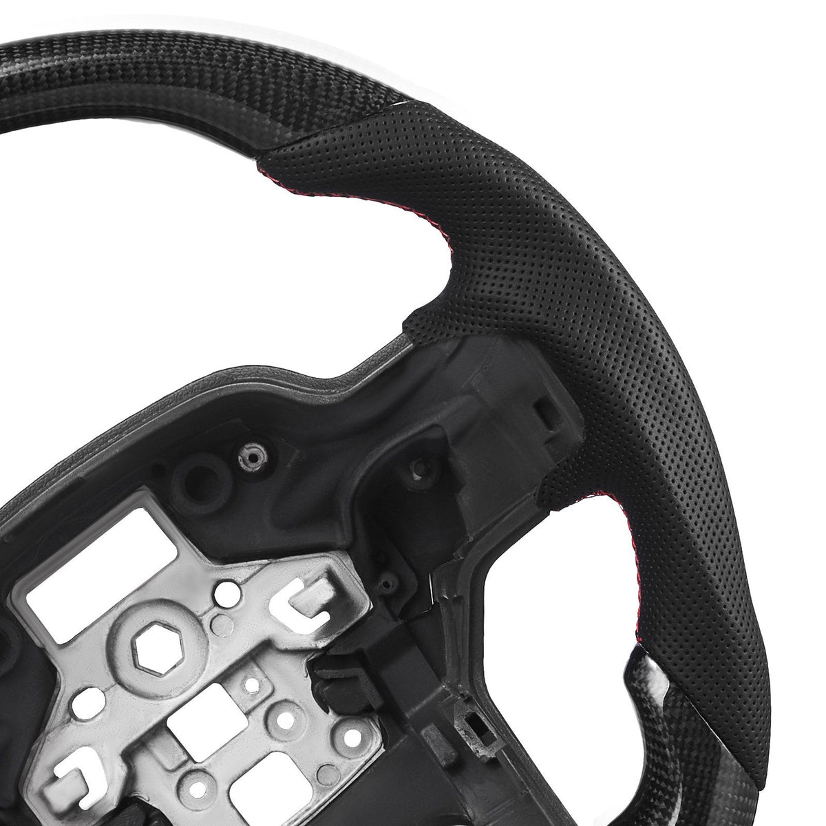 Steering Wheel for 2021-2024 Ford F150, Carbon Fiber Steering Wheel D-Shaped Flat-Bottom, Leather Grip with Non-Slip Texture & Precise Stitching, Accessories Replacement for Ford F150, Black