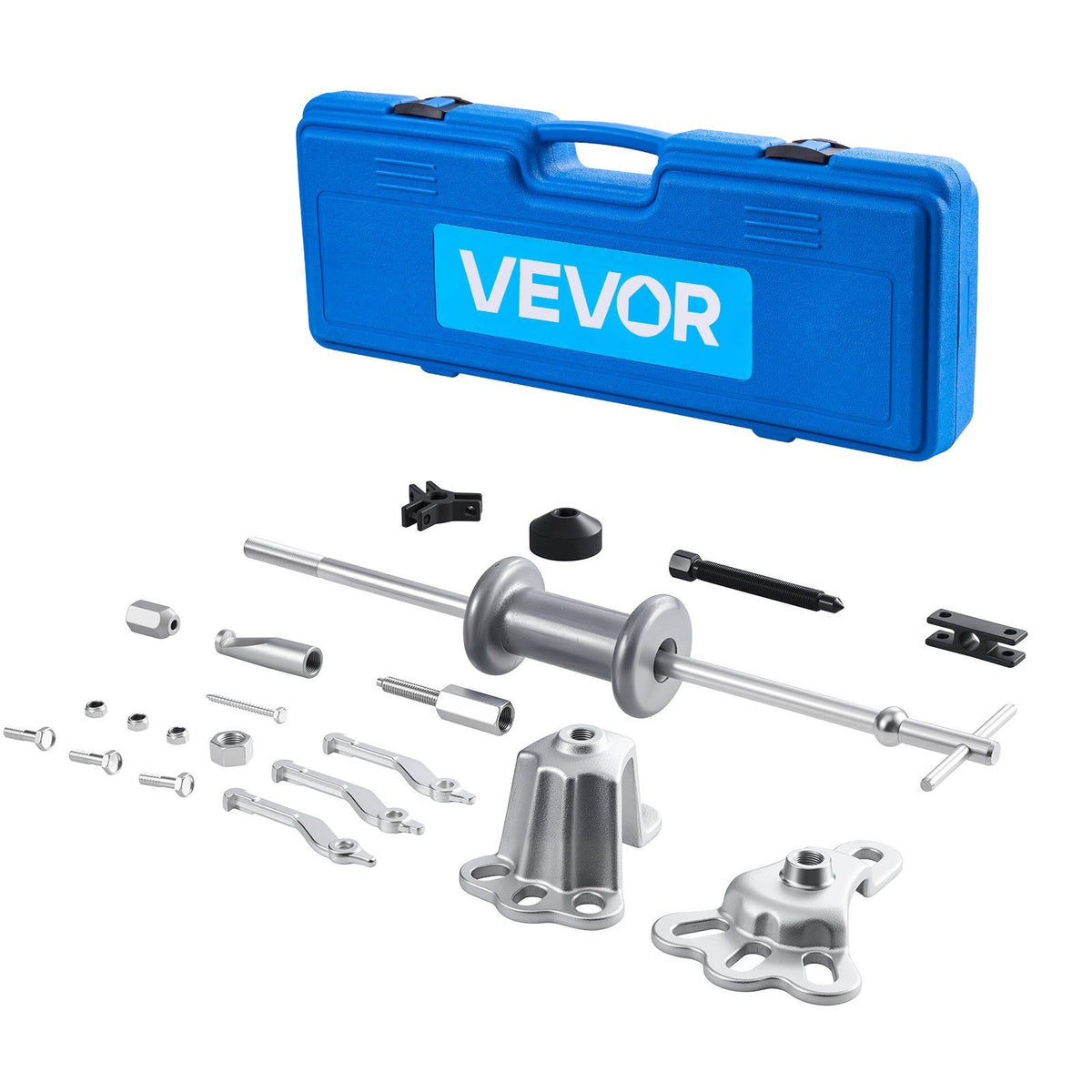 9-Way Slide Hammer Puller Set, 15PCS Front Wheel Hub Bearing Remover & Rear Wheel Axle Hub Dent Shaft Puller Tool Kit, Axle Bearing Puller Tool Kit and Slide Hammer Remover Set with Carry Box