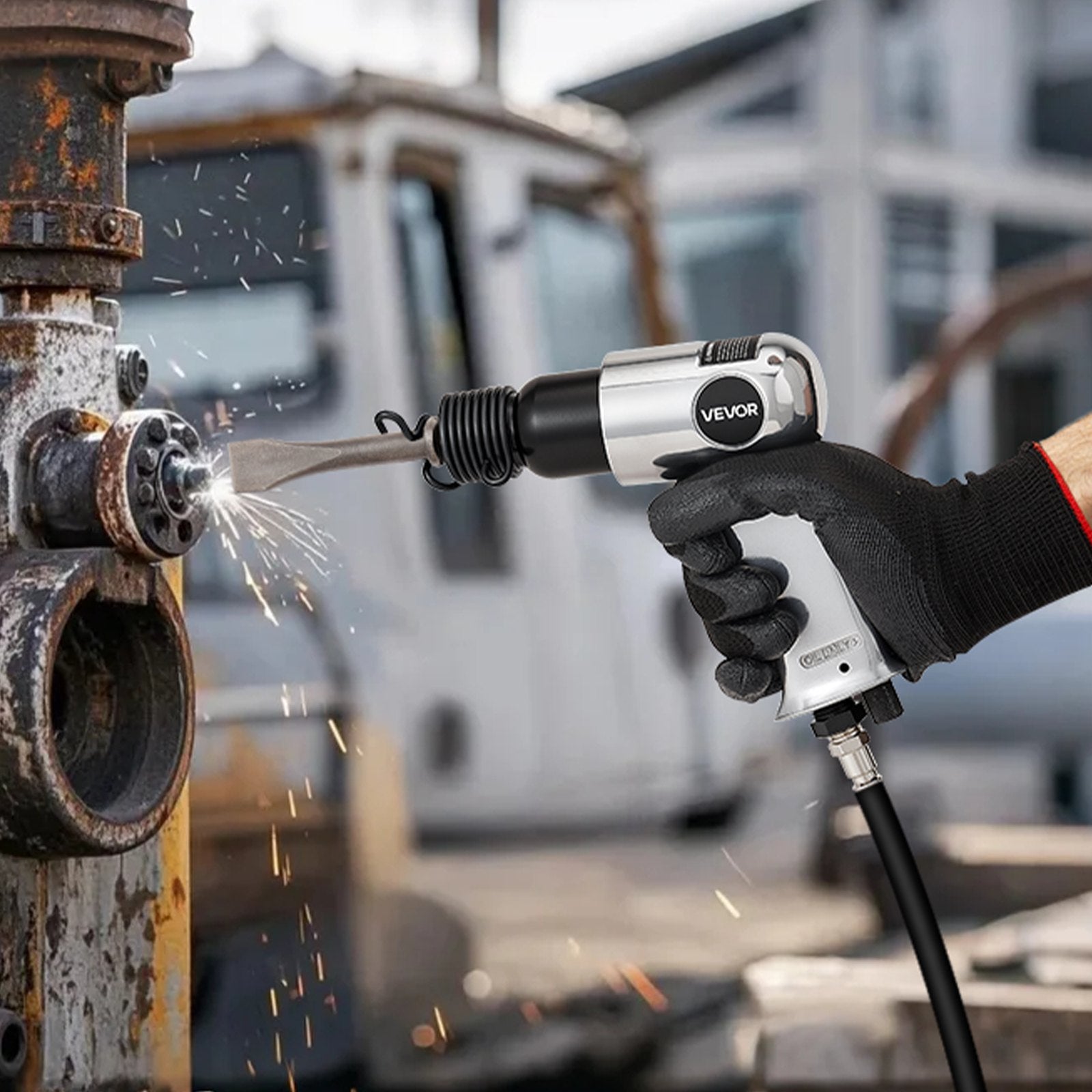 VEVOR Air Hammer, 4500BPM Pneumatic Hammer with 40mm Stroke & 4PCS Chisels Round Shank, Lightweight & Compact Air Chisel Pneumatic Shovel Tool for Cutting Punching Scraping