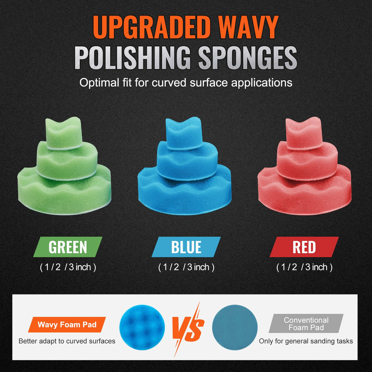 VEVOR 58PCS Air Sander Kit 1/2/3in Random Orbital Air Sander Polisher 15000r/min