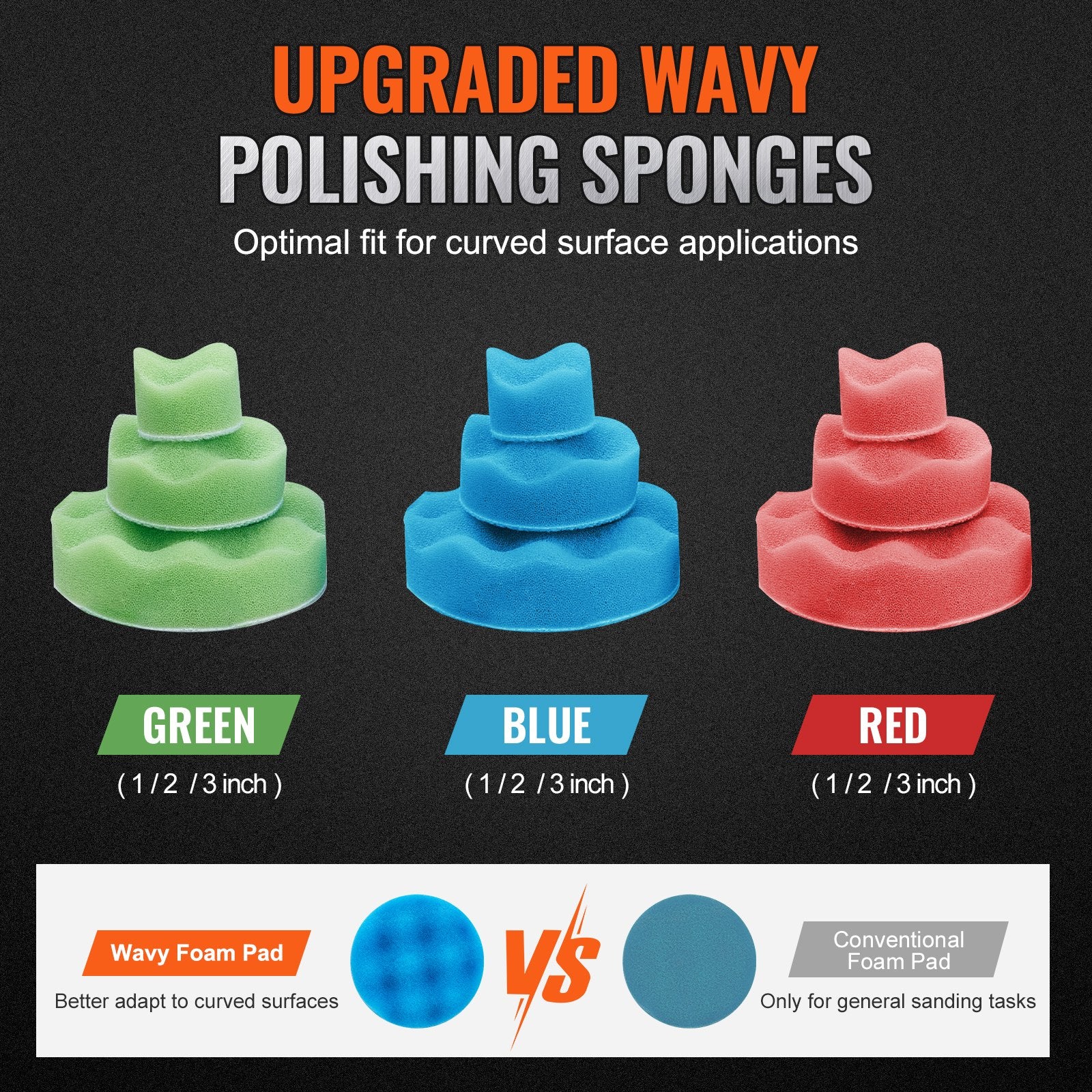 VEVOR 58PCS Air Sander Kit 1/2/3in Random Orbital Air Sander Polisher 15000r/min