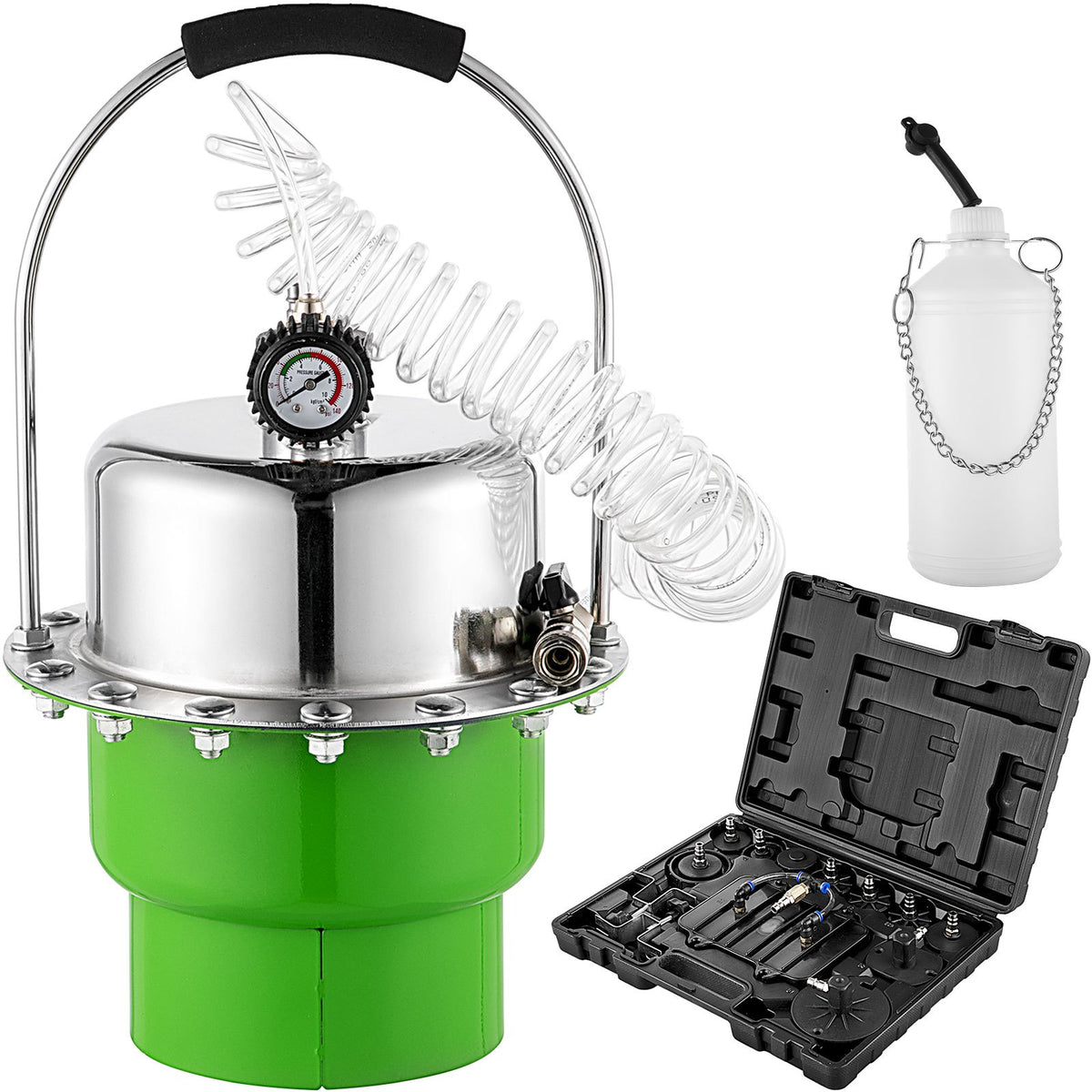 VEVOR Pneumatic Air Pressure Bleeder, Brake Pressure Bleeding Tool Portable Brake and Clutch Bleeder Valve System Kit Garage Workshop Mechanics Brake Oil and Fluid Extractor Bleeder Tool